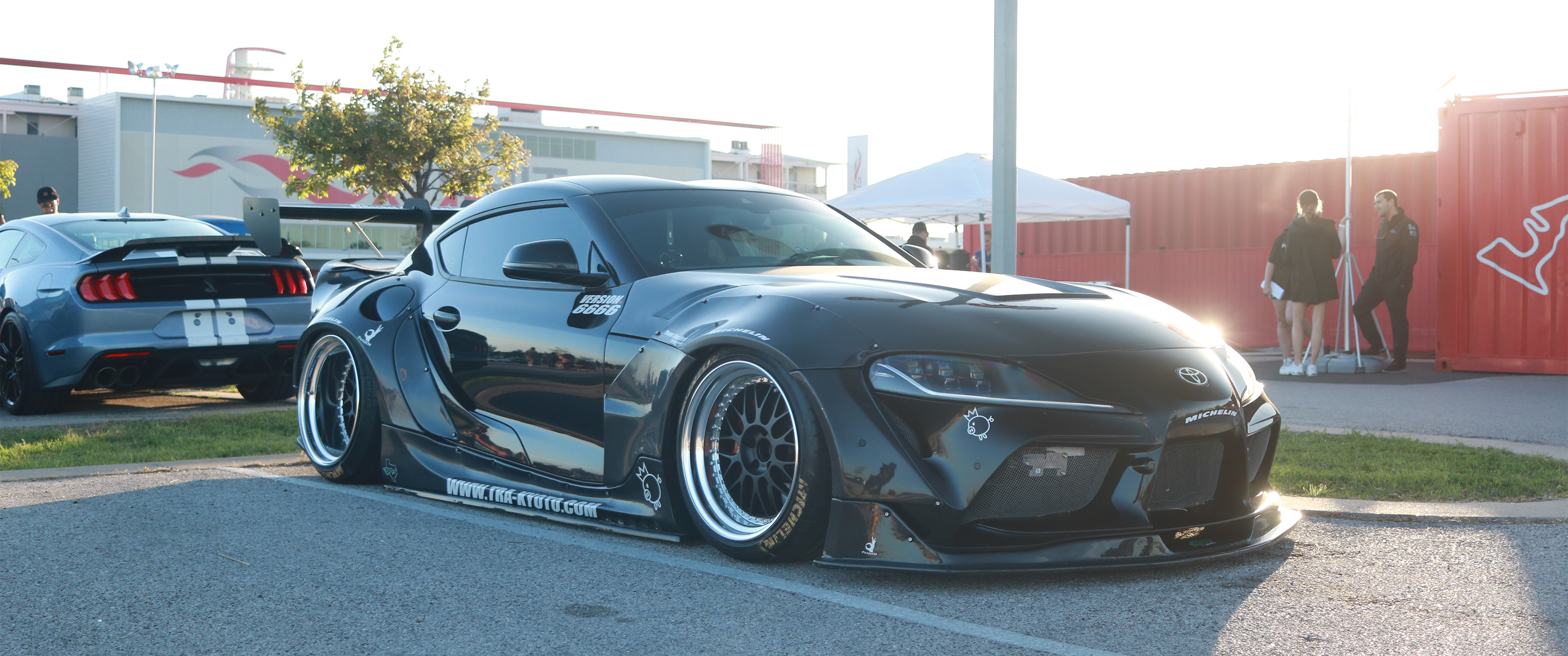 General 3440x1440 car stance (cars) Toyota Toyota Supra frontal view sunlight