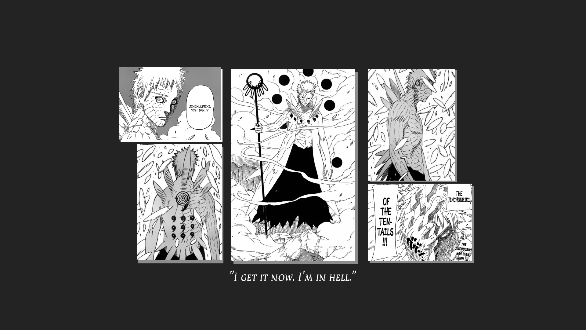 Anime 1920x1080 Naruto (anime) manga nine tails Uchiha Obito monochrome
