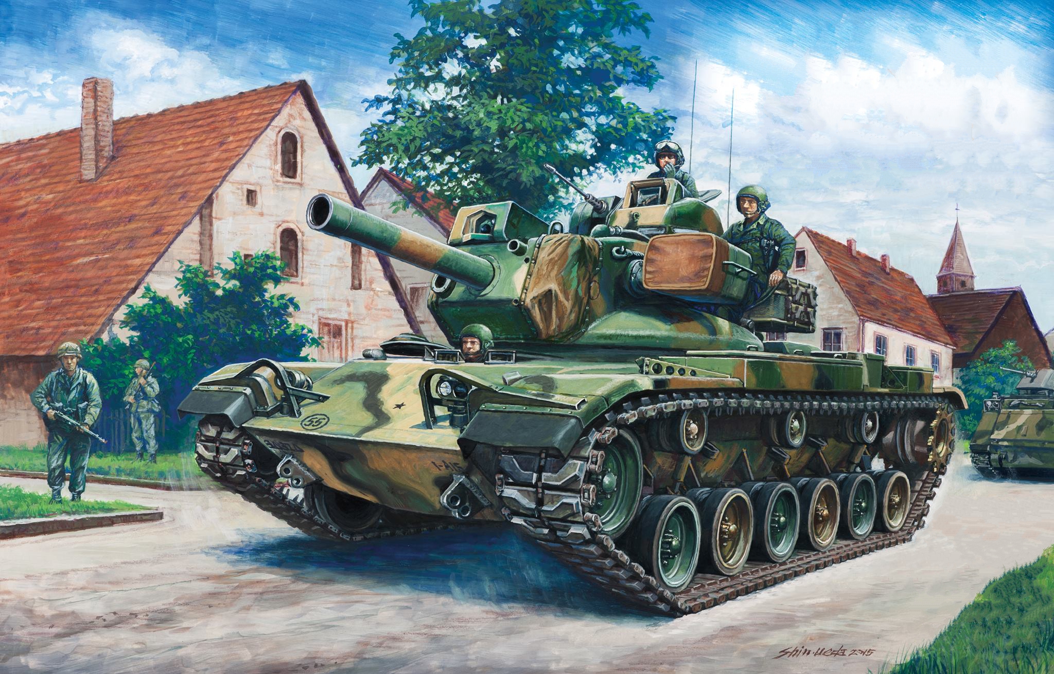 General 2048x1309 building tank trees soldier military American tanks