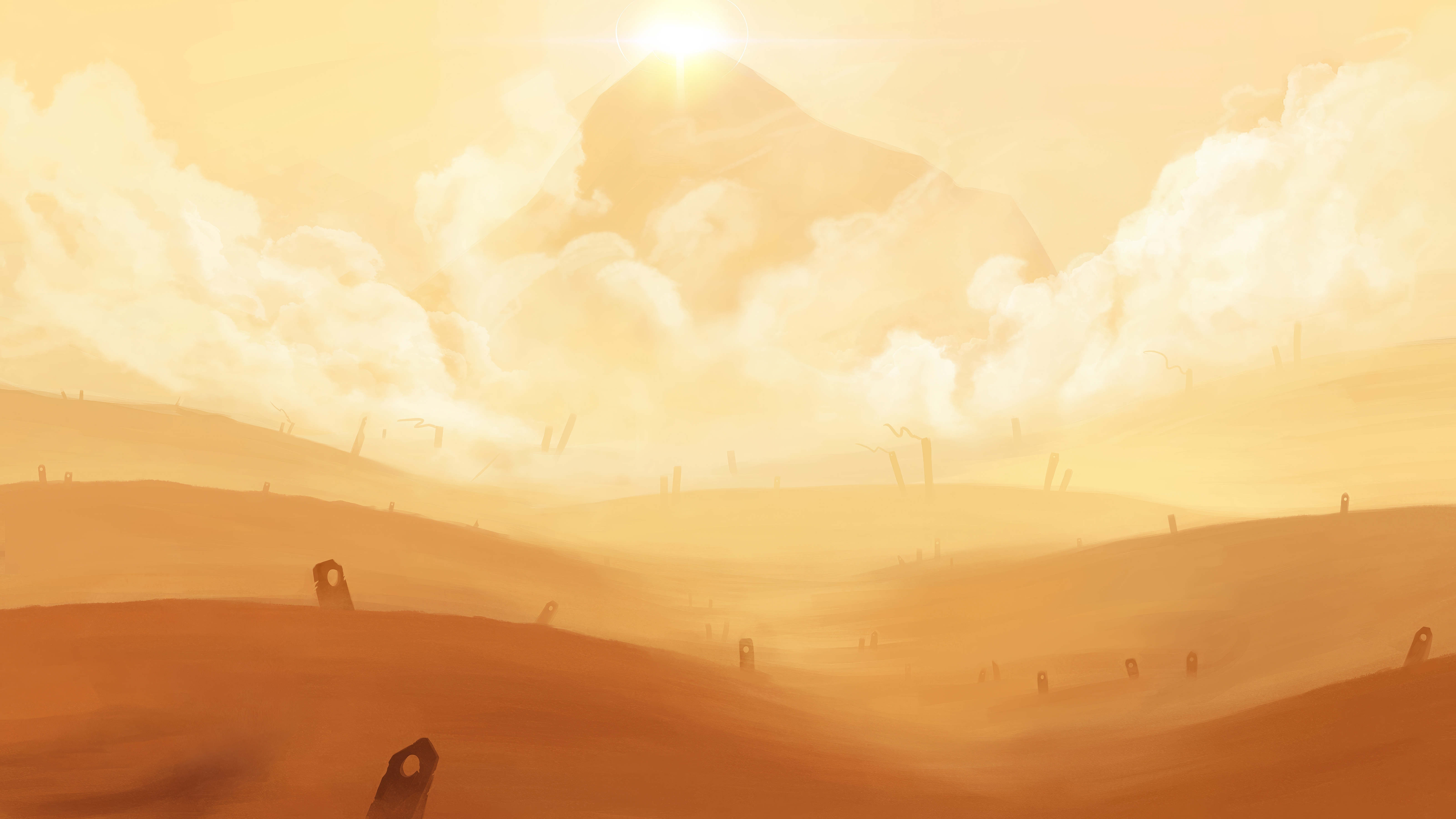 General 6400x3600 Journey (game) desert orange yellow clouds drawn video games digital art