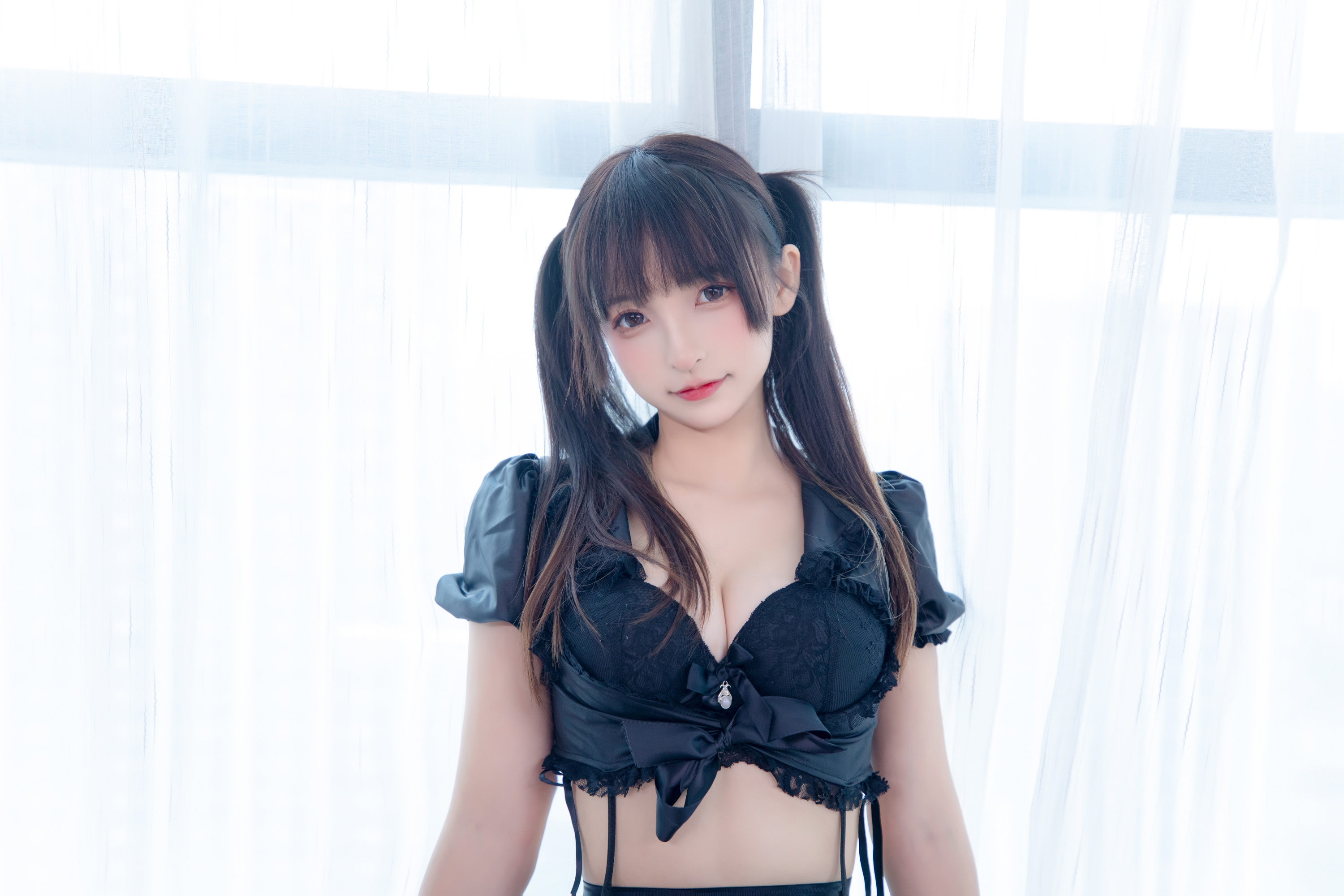 People 3000x2000 Mafuyu Kagurazaka women model Asian cosplay twintails lingerie women indoors
