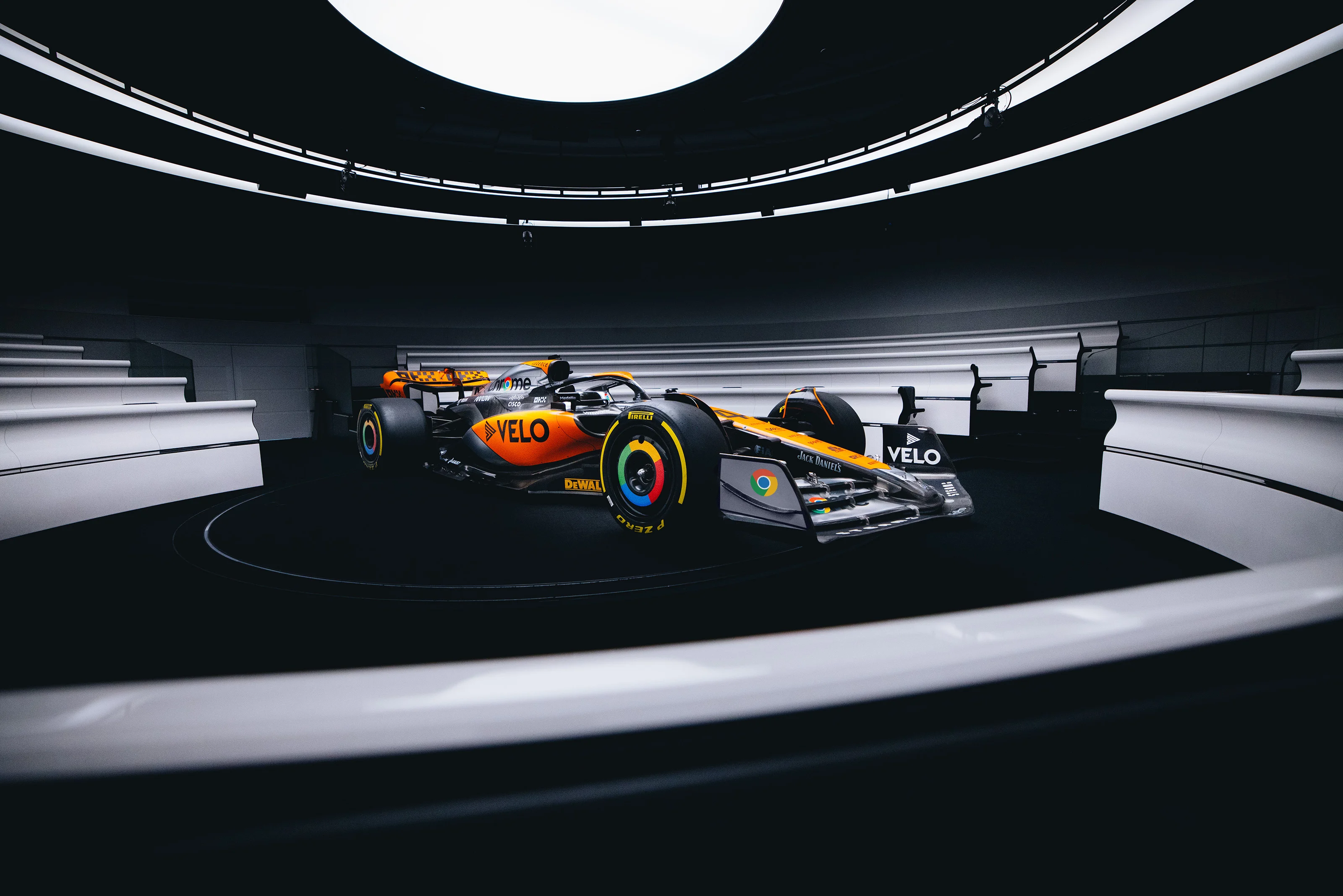 General 3200x2134 Formula 1 McLaren F1 race cars Lando Norris McLaren frontal view logo Google Chrome car digital art