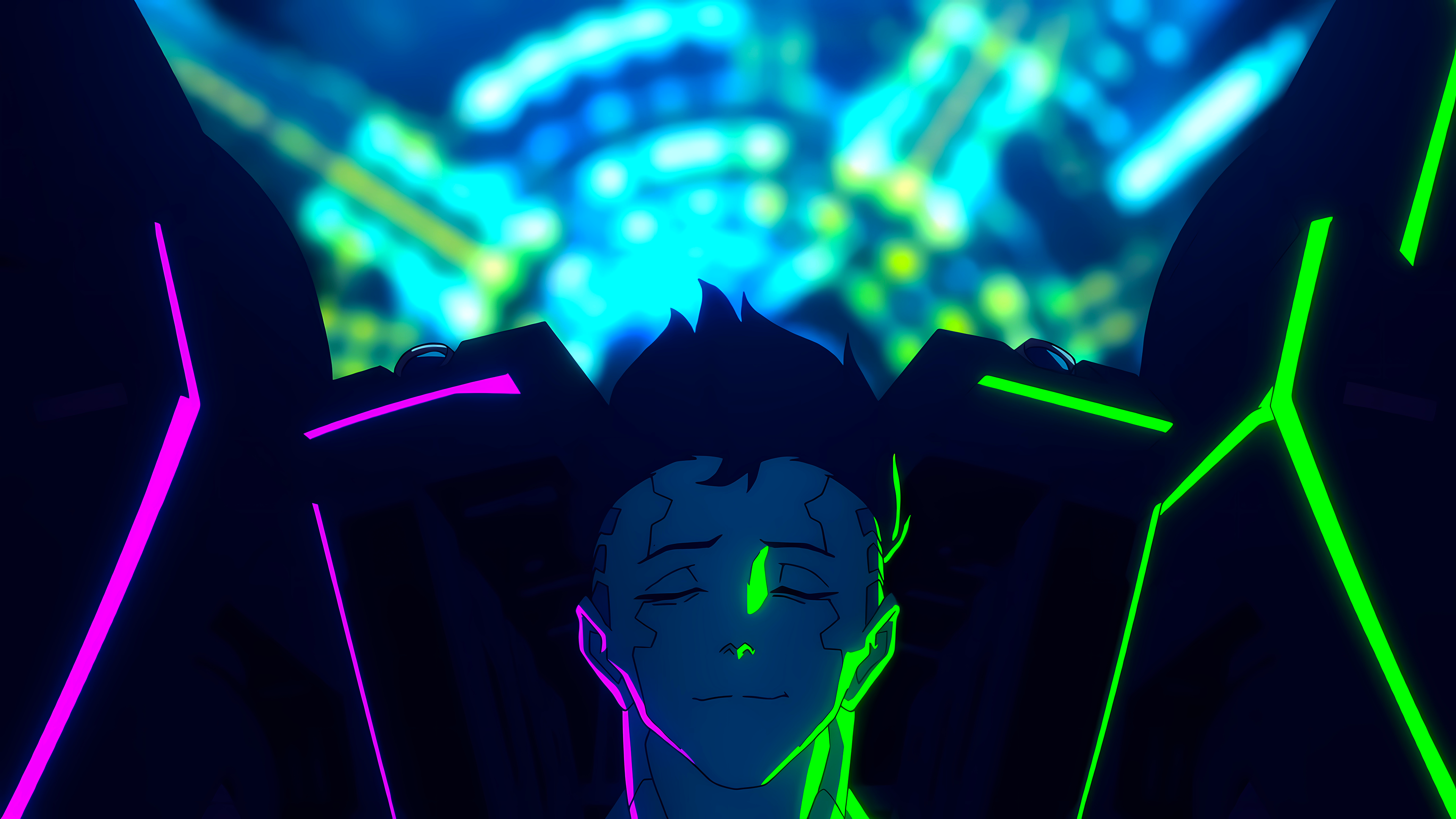 Anime 3840x2160 Cyberpunk: Edgerunners David Martinez (Edgerunners) anime anime boys Anime screenshot closed eyes blurred blurry background