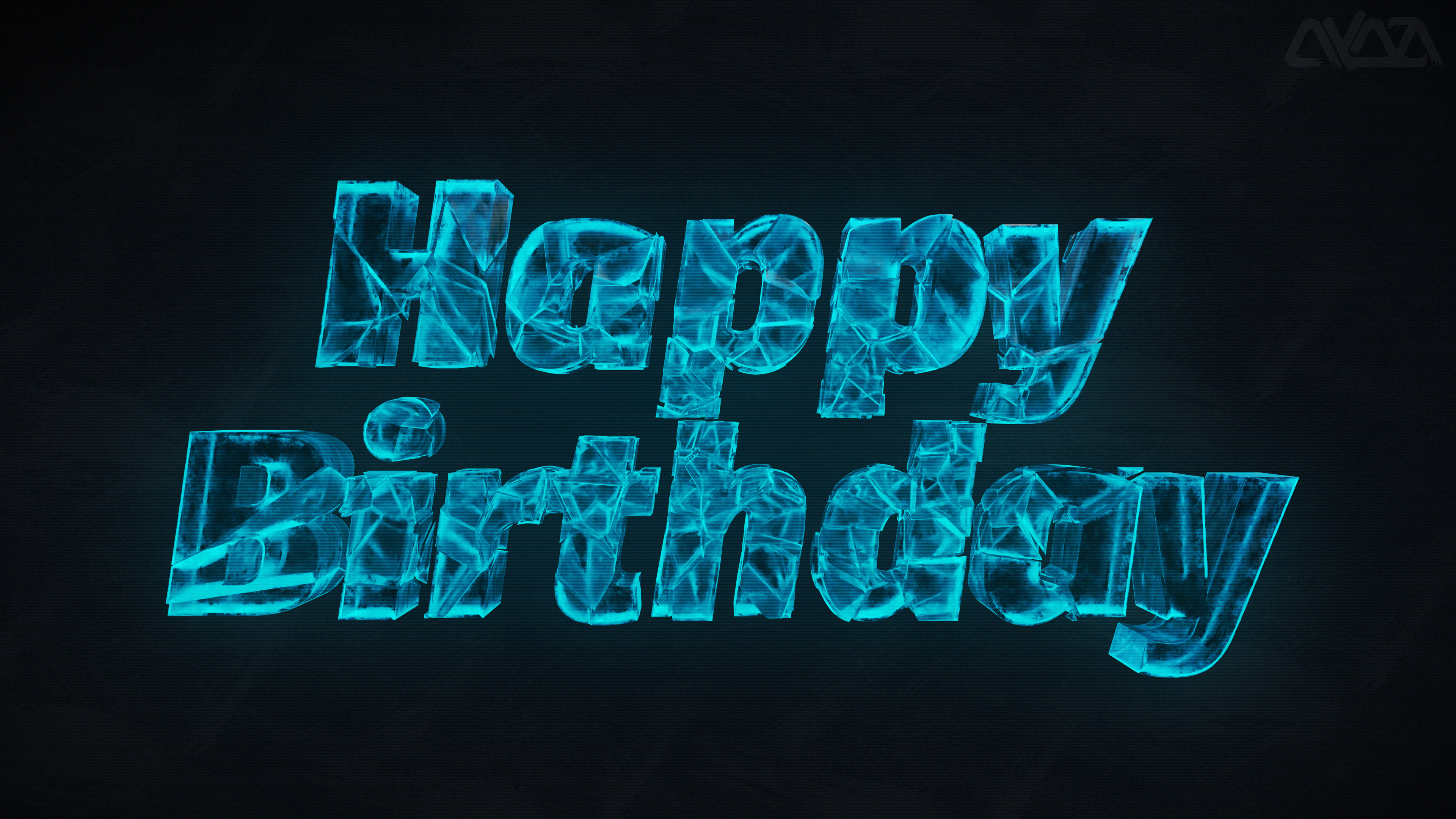 General 3840x2160 birthday Blender photoshopped ice text ice text Cinema 4D cell shading simple background minimalism digital art