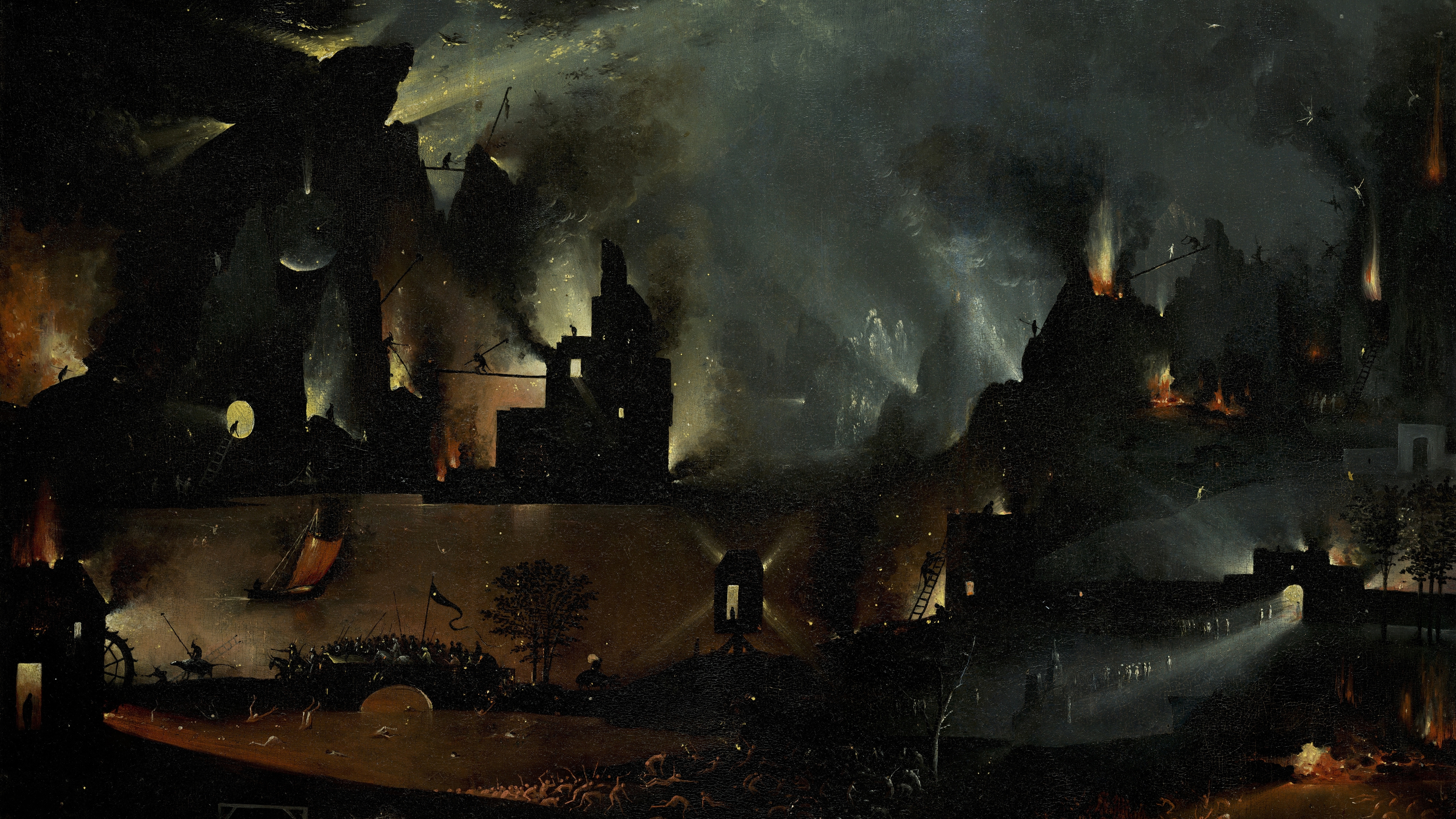 General 3840x2160 Hieronymus Bosch renaissance Pandemonium hell painting inferno war night classic art artwork