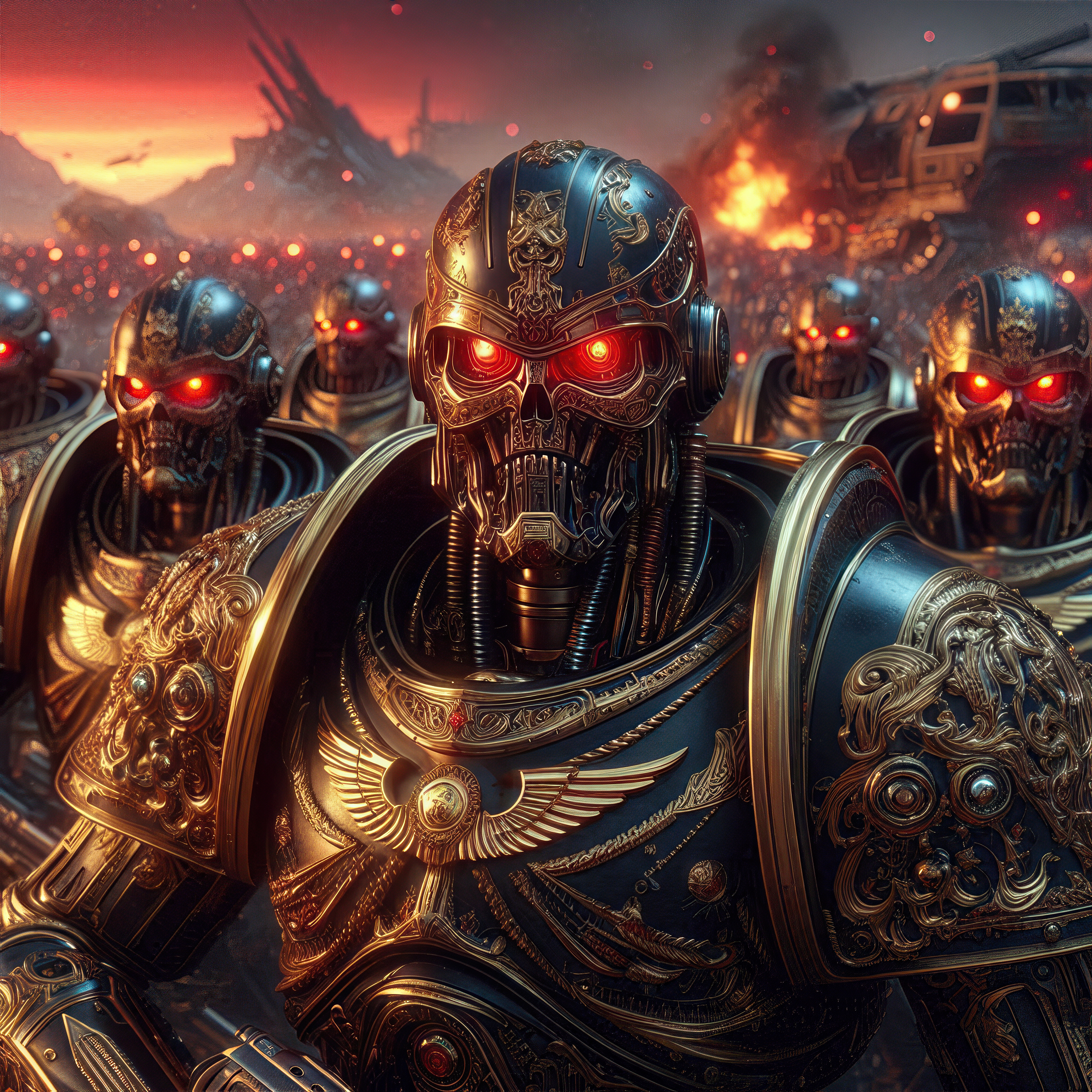 General 3200x3200 AI art fantasy art Warhammer 40,000 Terminator armor robot