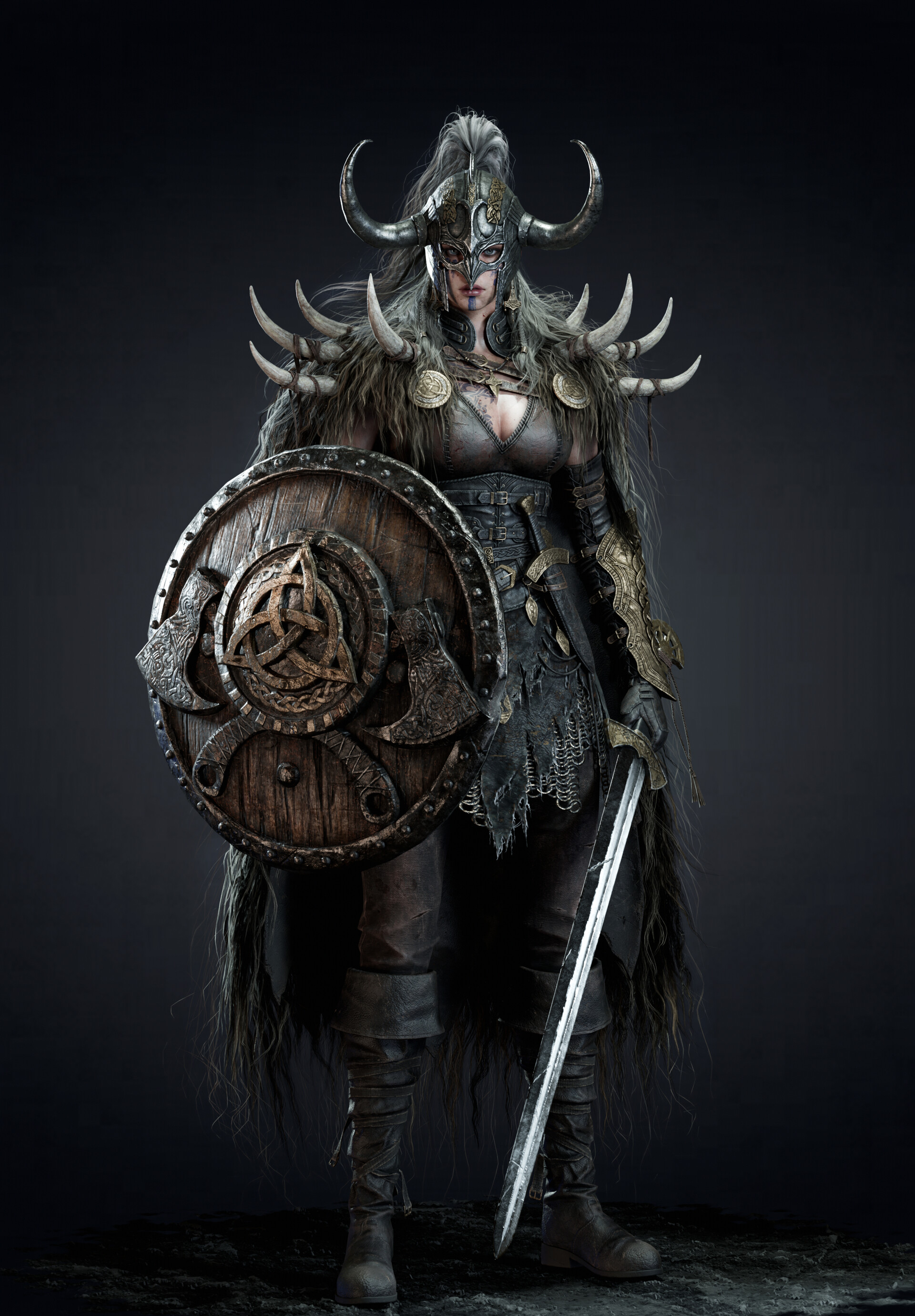 General 1920x2760 Kim Subeen CGI vikings shield warrior women