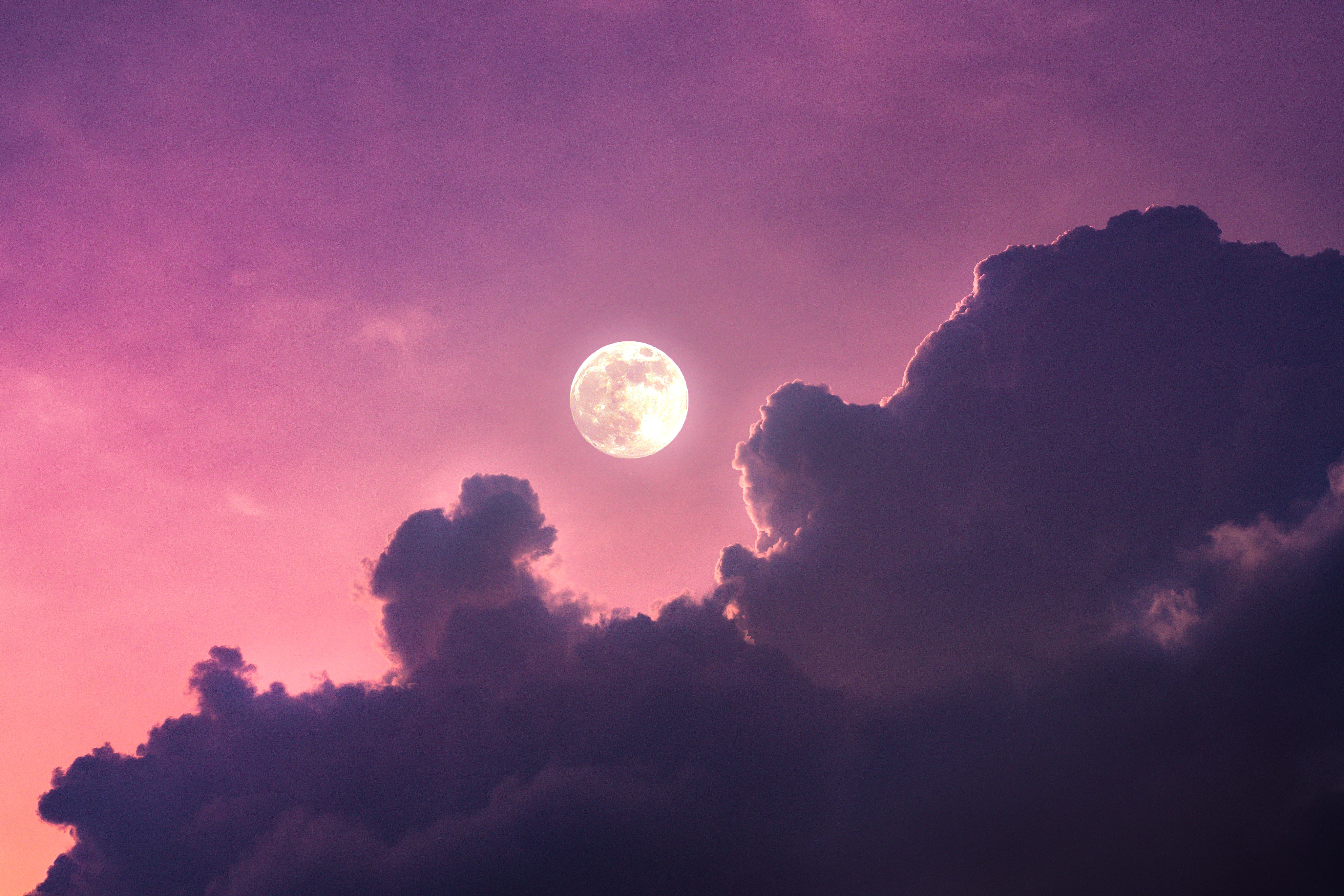 General 4096x2732 pink photography Moon clouds sky