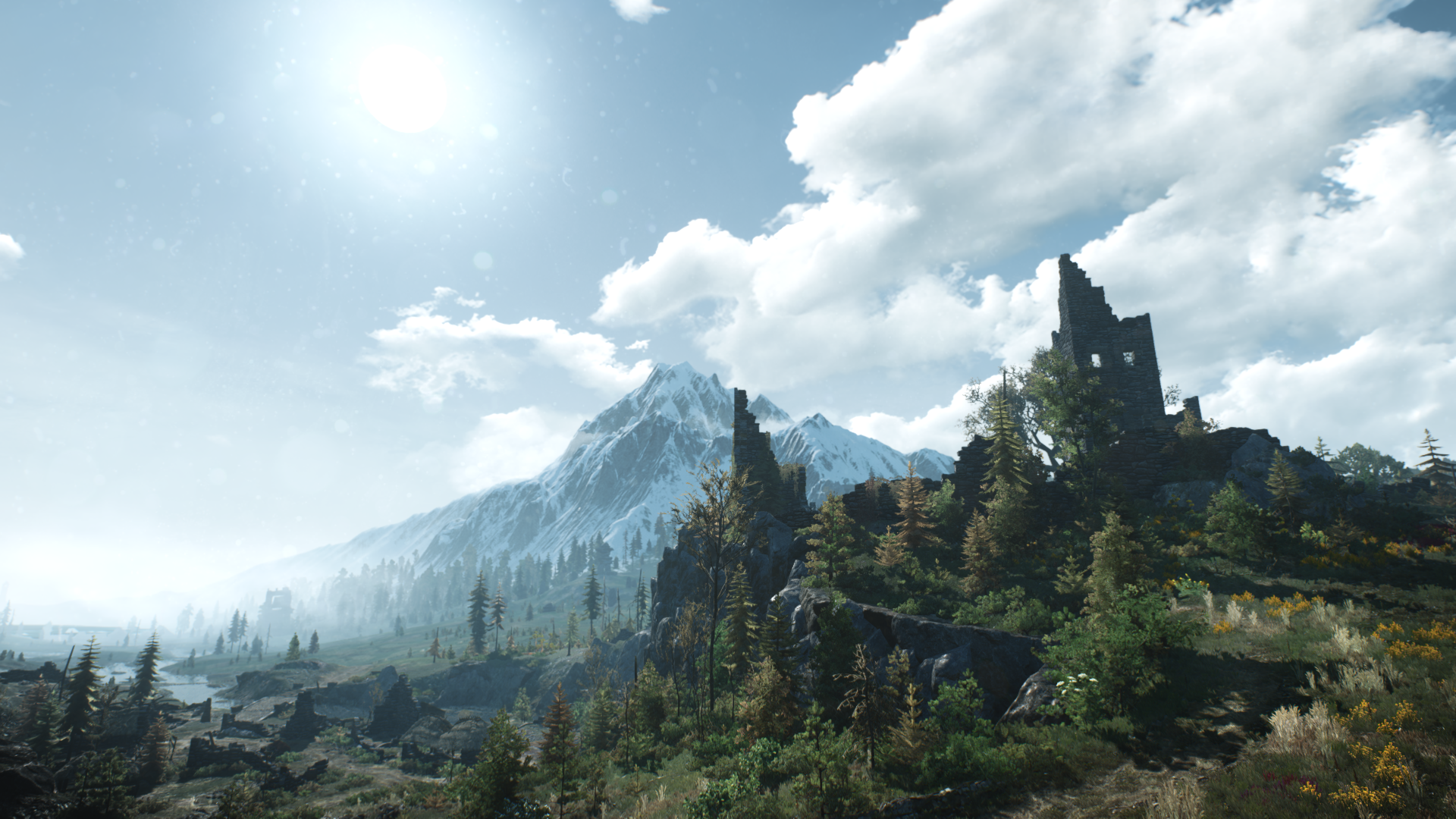 General 1920x1080 The Witcher 3: Wild Hunt video game landscape CD Projekt RED Skellige CGI video games clouds trees nature sky snow mountains