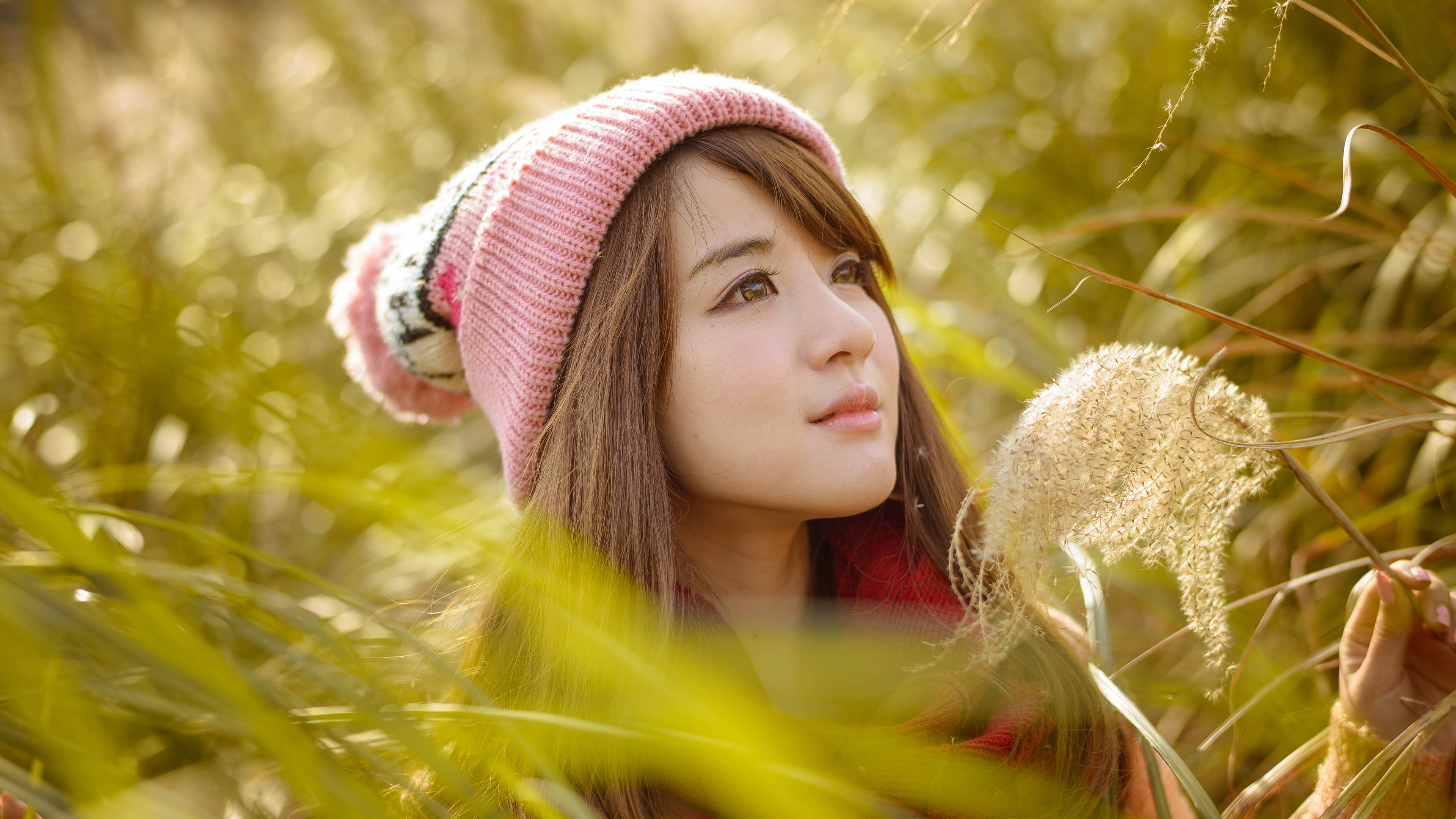 People 3840x2160 Asian women outdoors face women outdoors women with hats