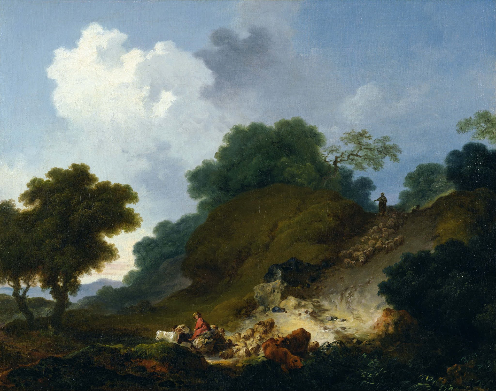 General 2048x1616 classic art painting Jean-Honoré Fragonard landscape cow sheep animals