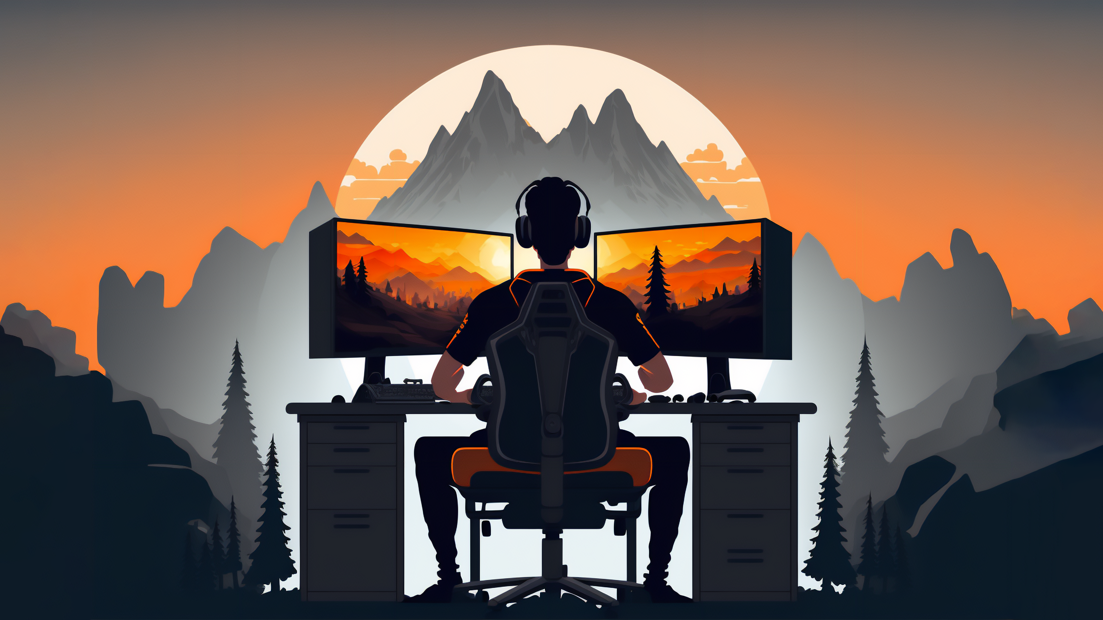 gamer, computer, PC gaming, simple background