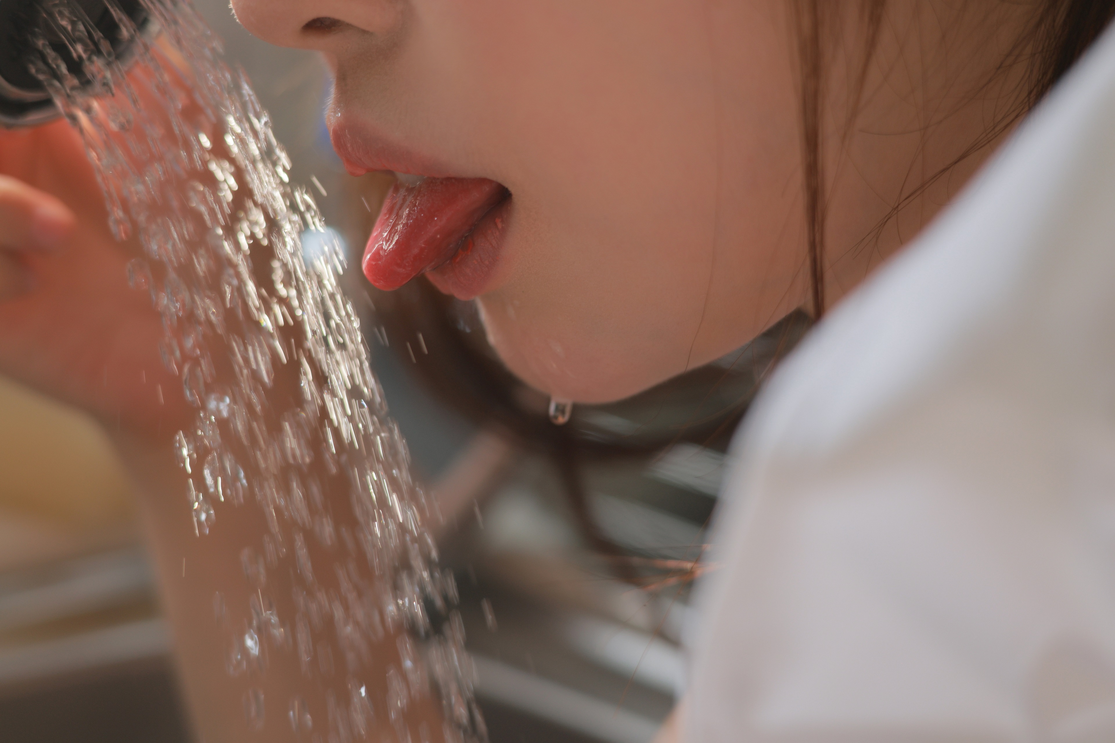 People 3840x2561 Asian women model tongue out