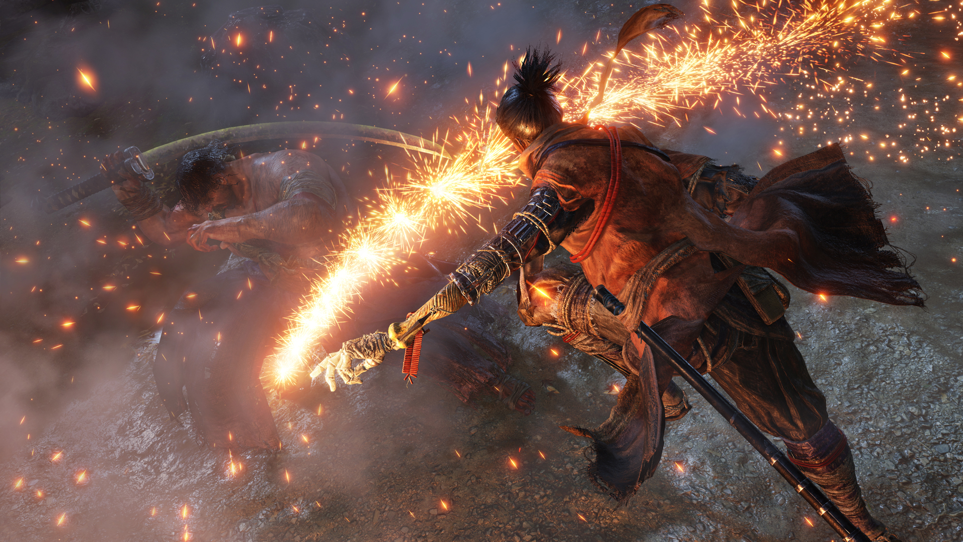 General 1920x1080 Sekiro: Shadows Die Twice video game characters sparks From Software video game art fighting katana video games video game men weapon