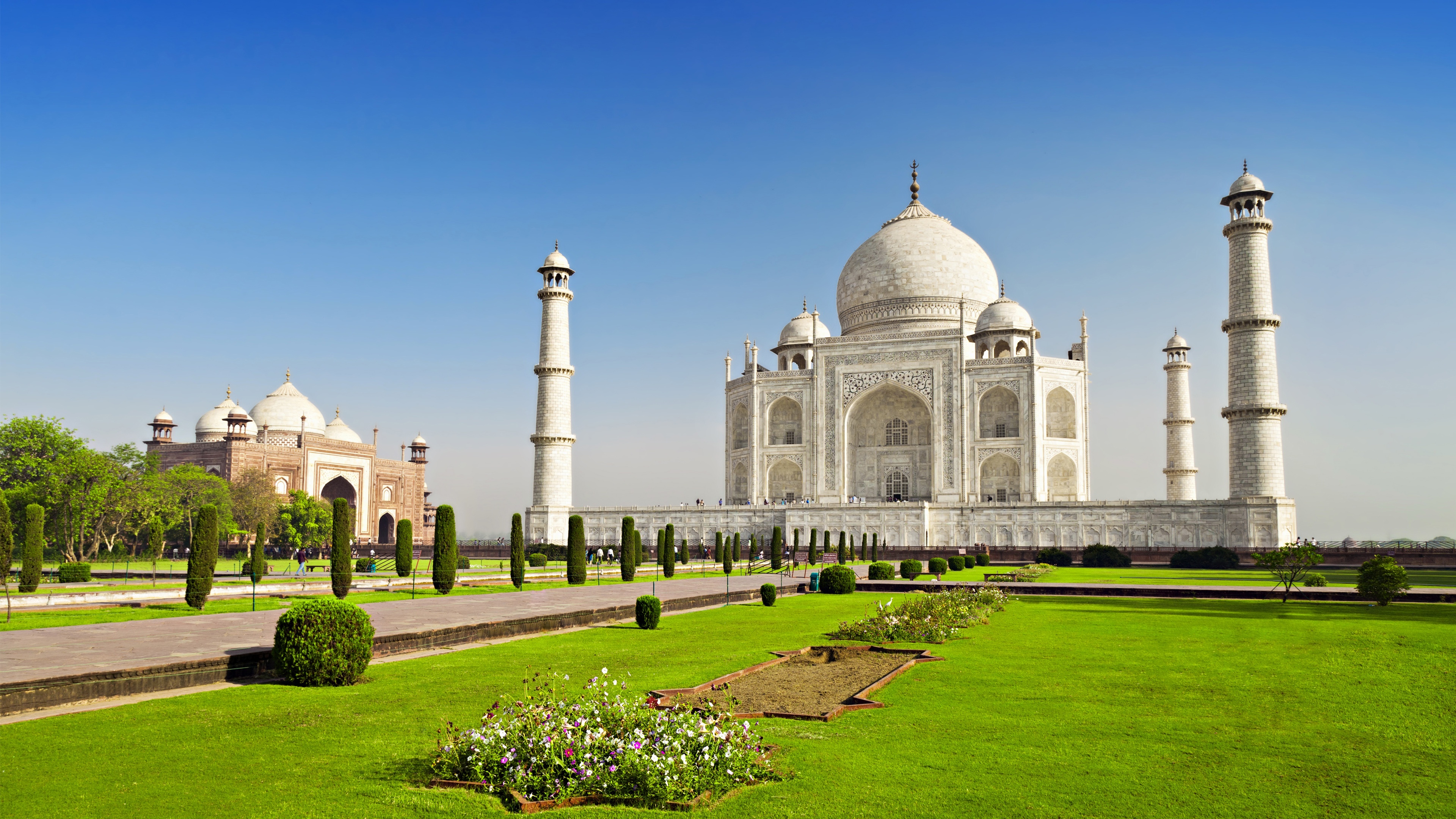 General 3840x2160 Taj Mahal building grass nature clear sky temple India landmark Asia World Heritage Site