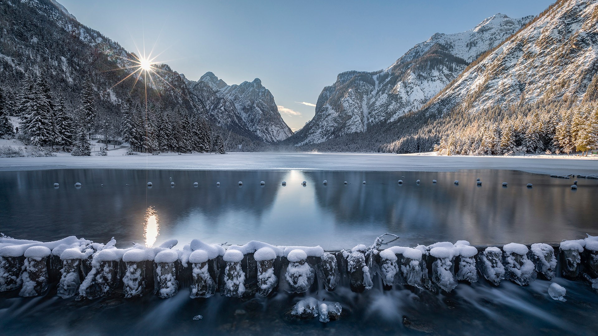 General 1920x1080 nature landscape mountains river water Italy sunrise ice winter