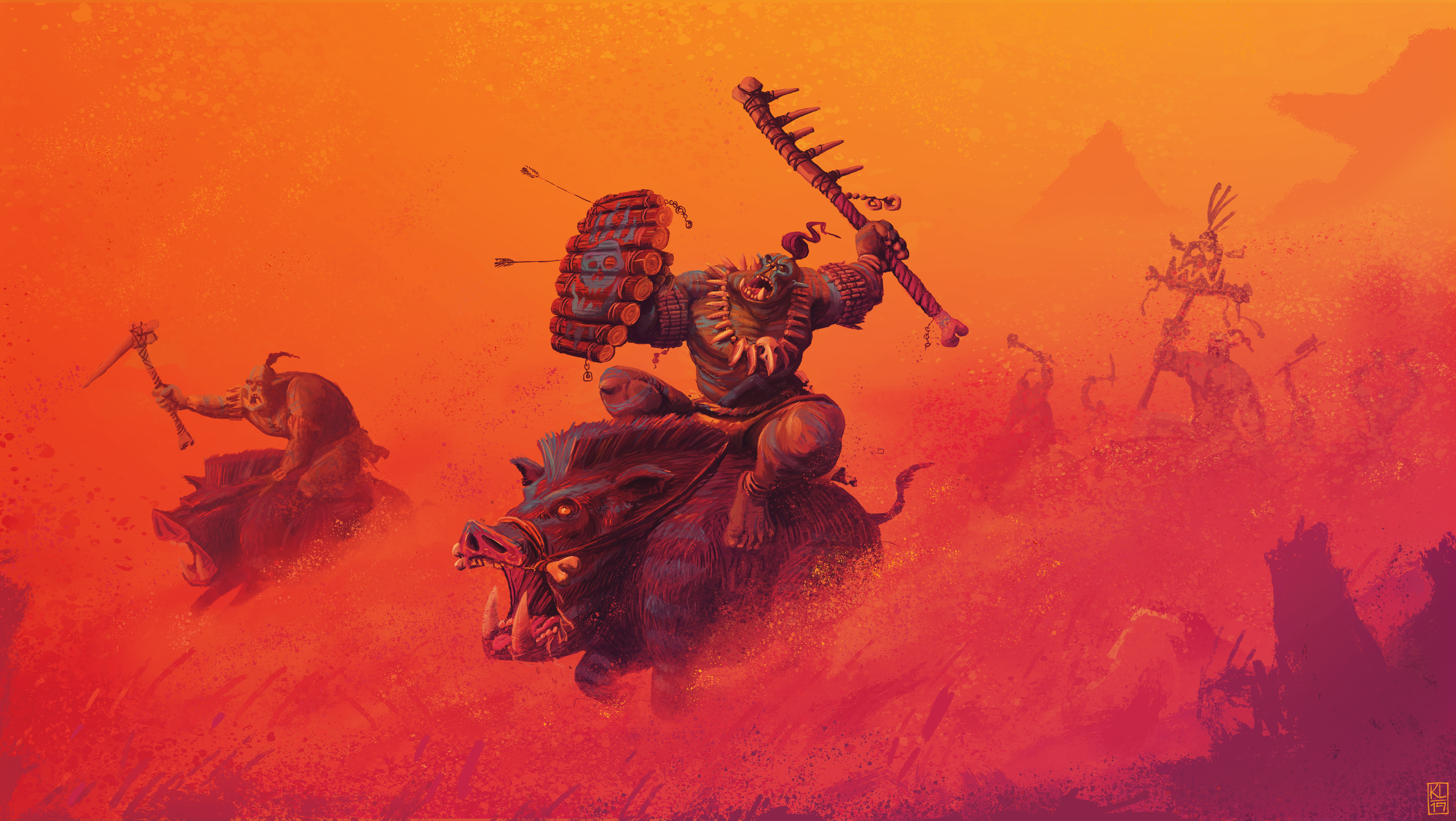 General 3840x2165 Total War: Warhammer II Total War: Warhammer Orc Warhammer Warhammer Fantasy orange pigs video games video game characters
