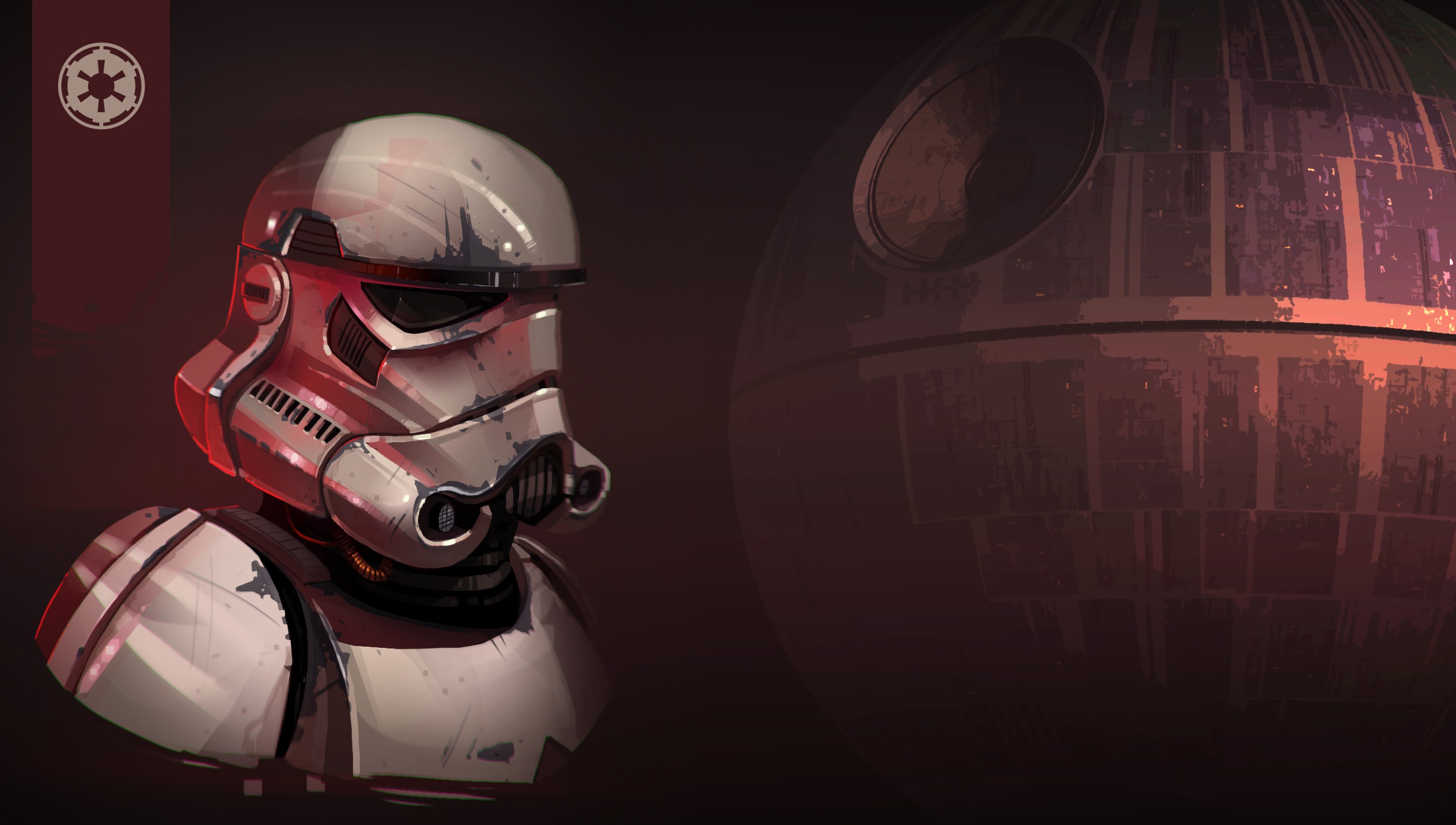 General 2400x1360 Star Wars stormtrooper science fiction helmet Death Star Imperial Forces digital art