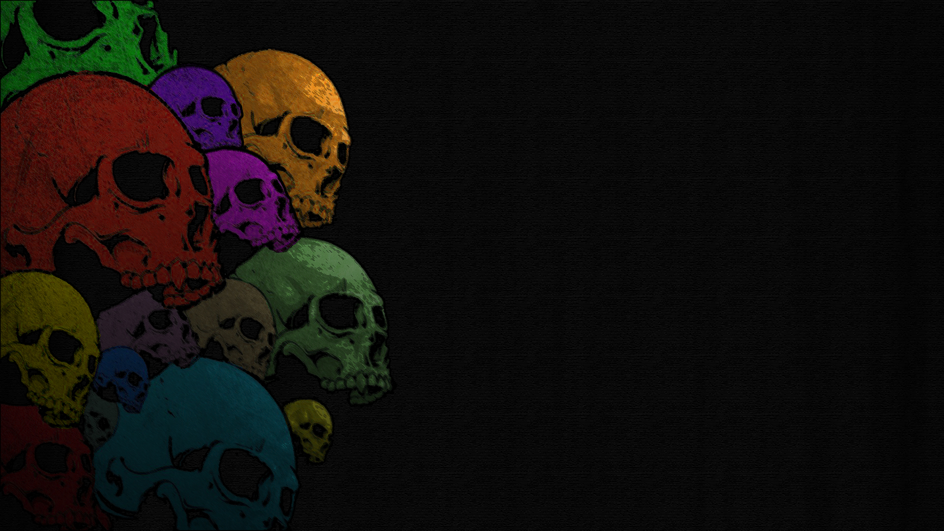 General 1920x1080 skull colorful black background bones