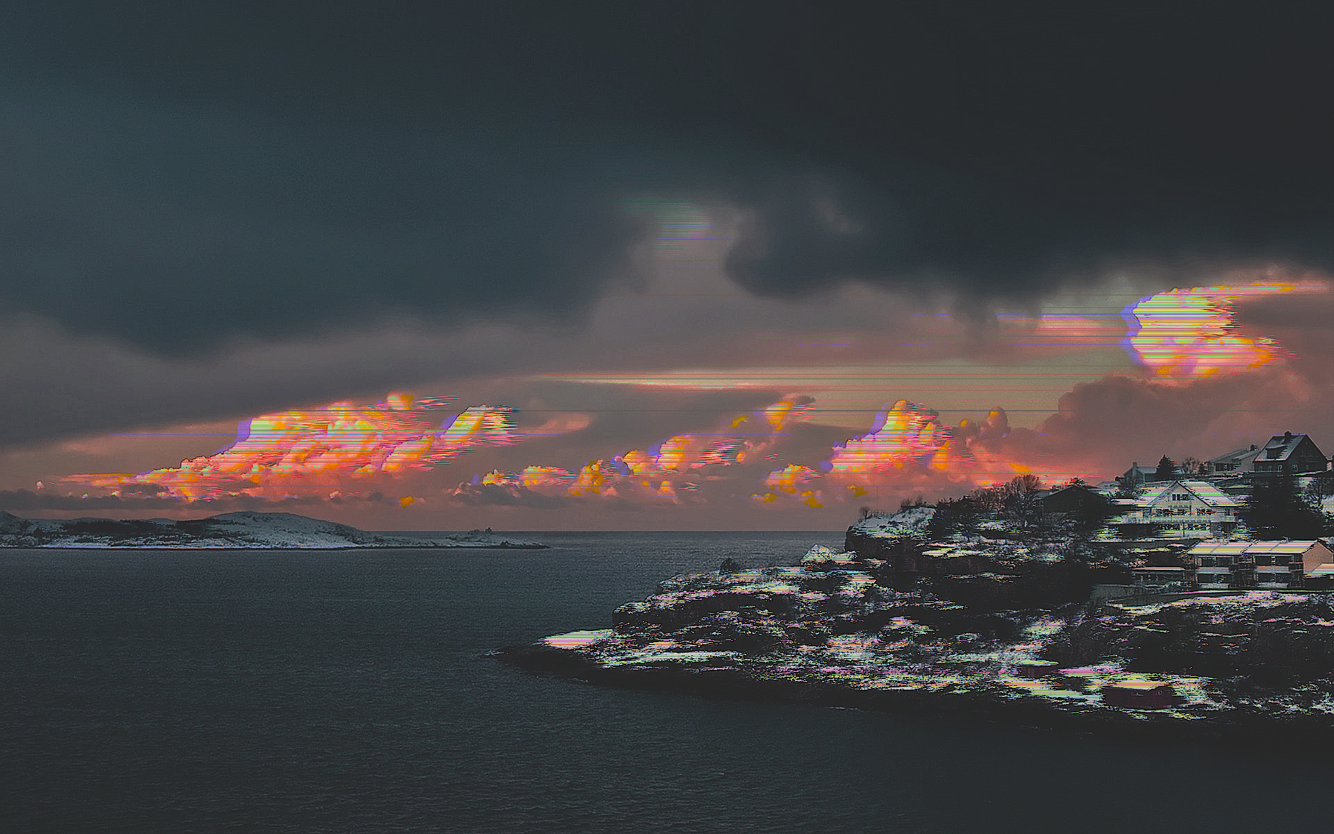 General 1920x1200 vaporwave landscape snow island sea horizon winter nordic landscapes sky digital art coast