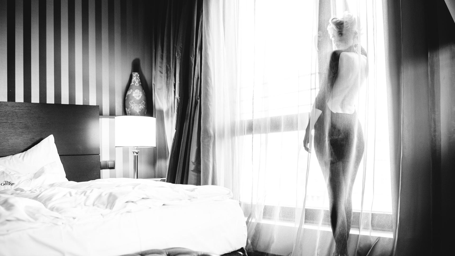 People 1920x1080 monochrome hotel silhouette women indoors fabric curved photography stripes model transparency women