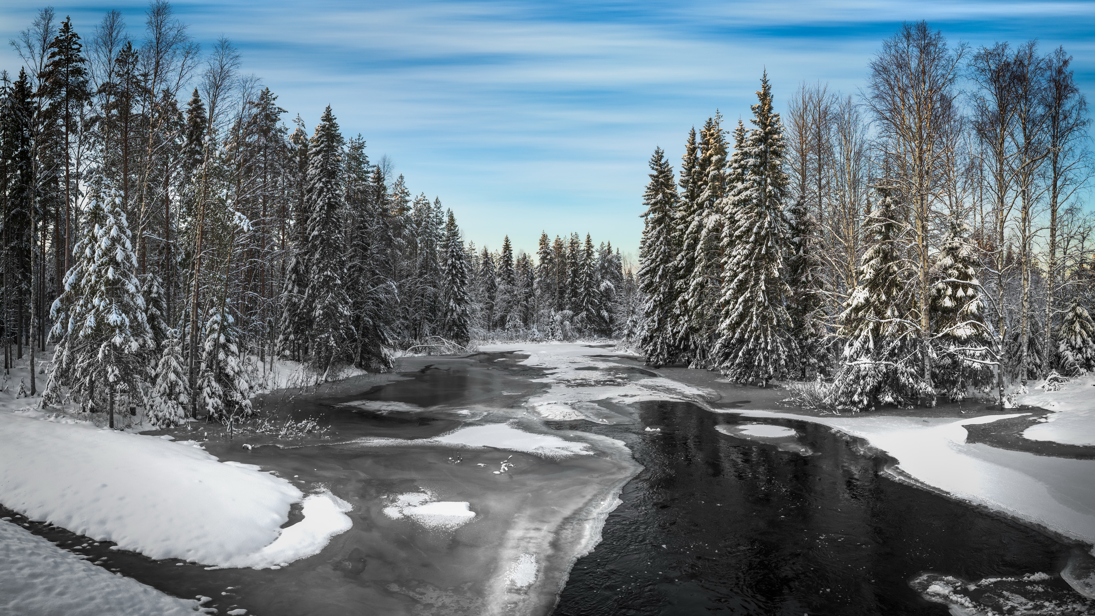 General 3840x2160 river cold winter ice snow nature outdoors