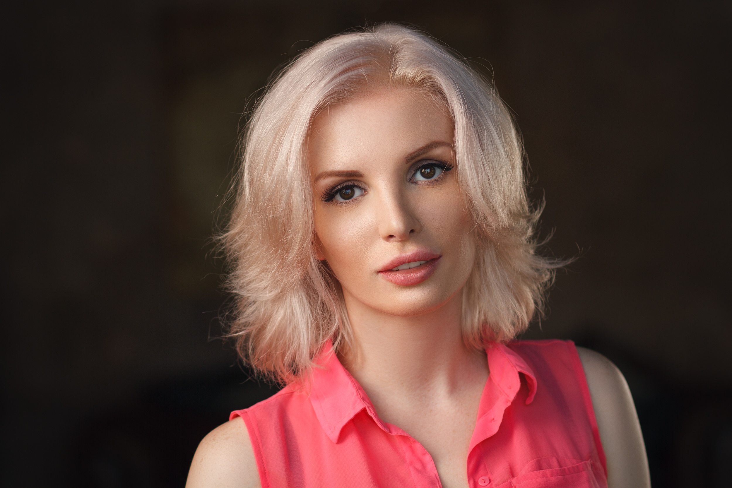 People 2500x1667 Dmitry Ermokhin women portrait model face blonde parted lips
