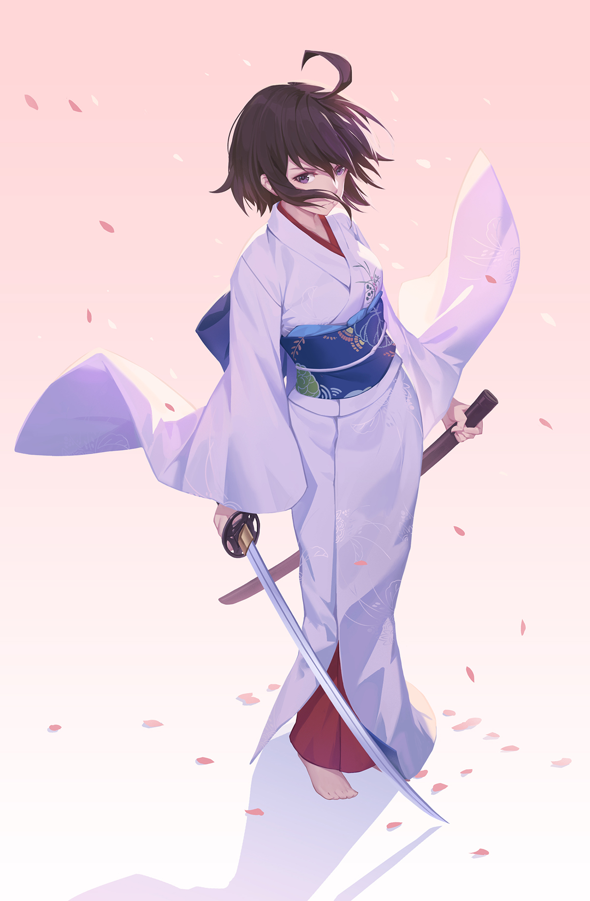 Anime 1200x1832 anime anime girls sword kimono dark hair Kara no Kyoukai