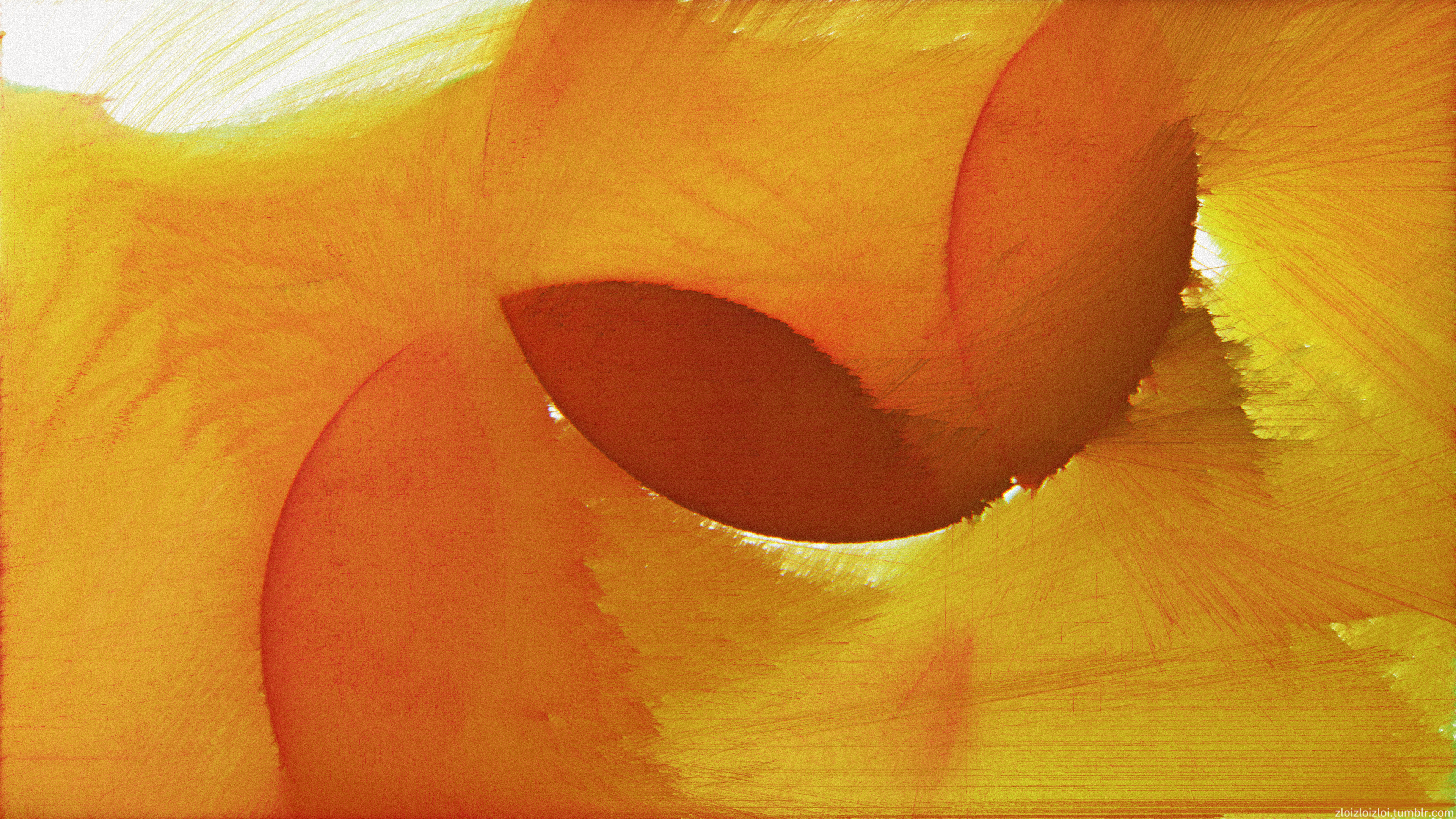 General 3840x2160 glitch art abstract yellow orange digital art Zloizloizloi watermarked