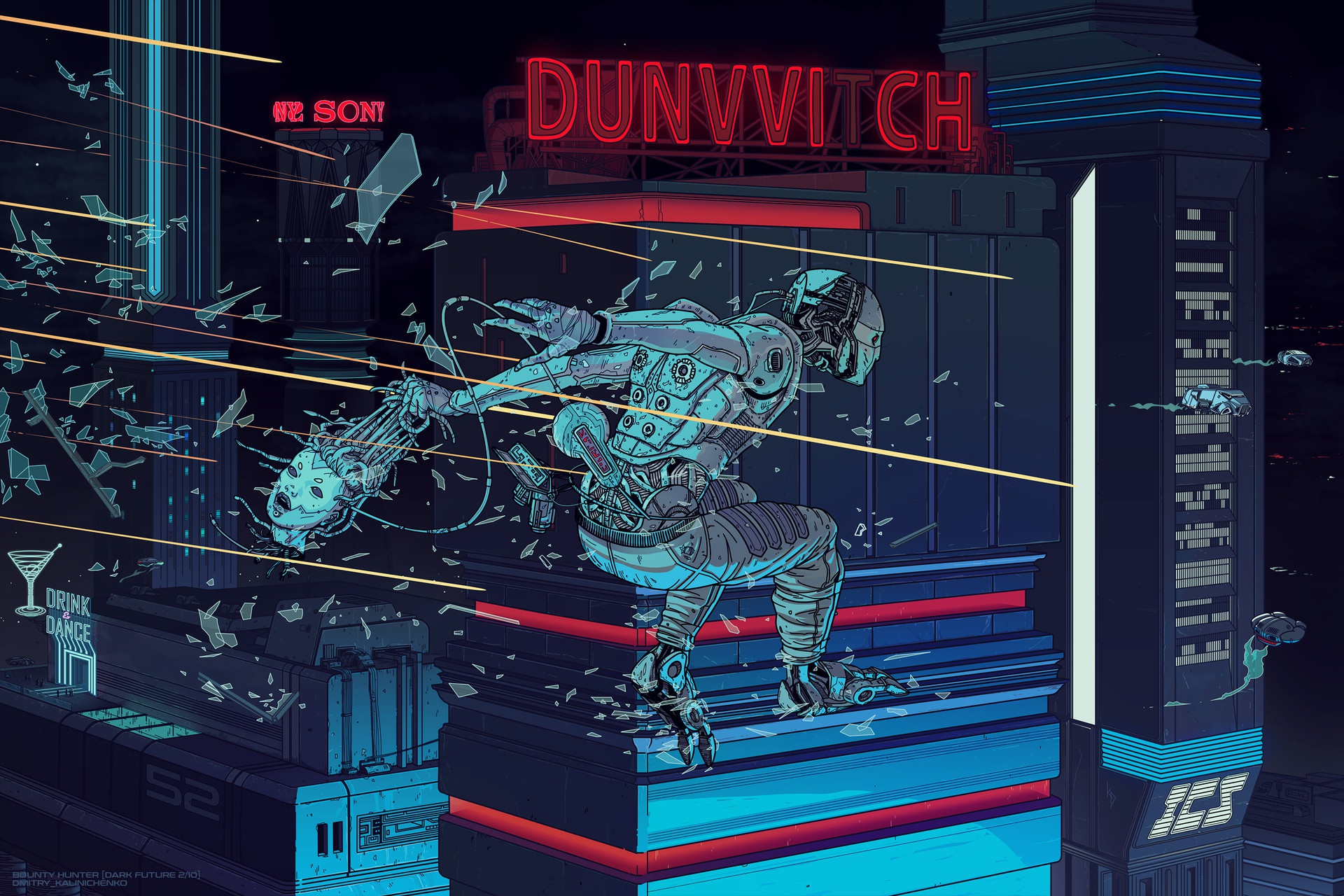 General 1920x1280 cyberpunk digital art artwork futuristic Sony blue