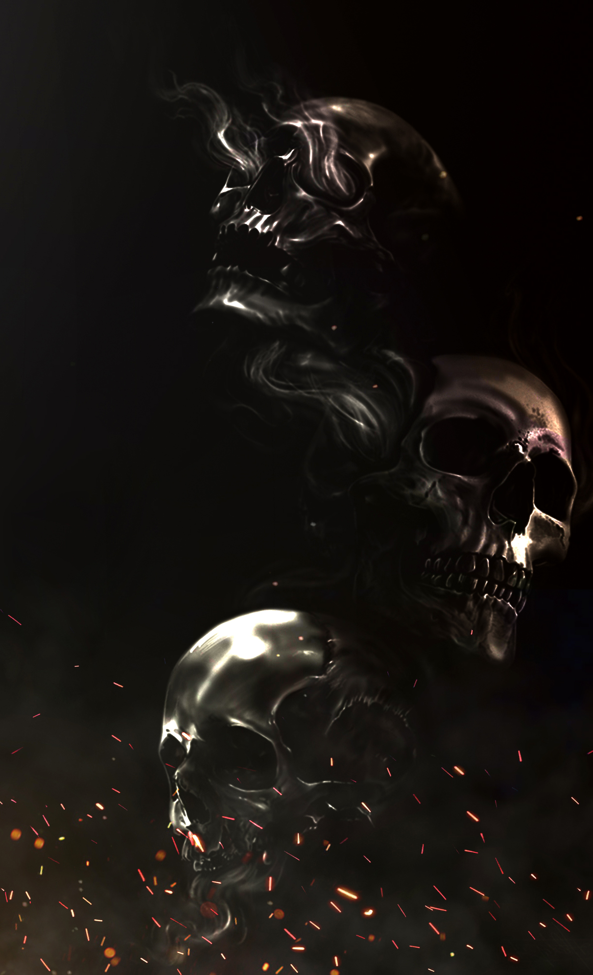 General 1211x1990 skull flares CGI dark fantasy art digital art