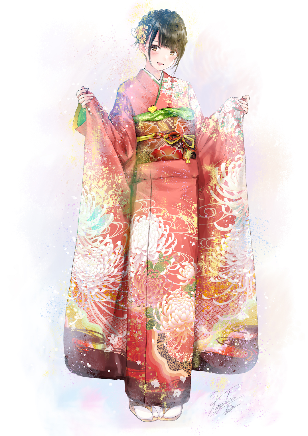 Anime 1080x1527 anime girls anime simple background original characters Kazuharu Kina Japanese clothes kimono
