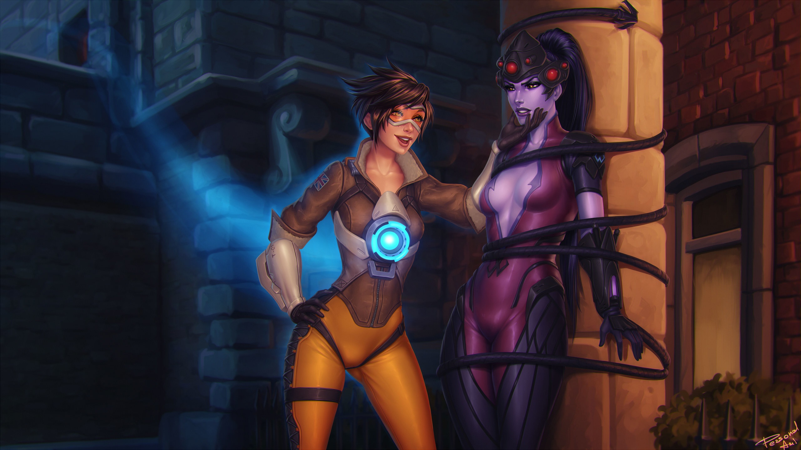 General 2560x1440 Blizzard Entertainment Overwatch Tracer (Overwatch) PC gaming fan art digital art signature Personal ami BDSM