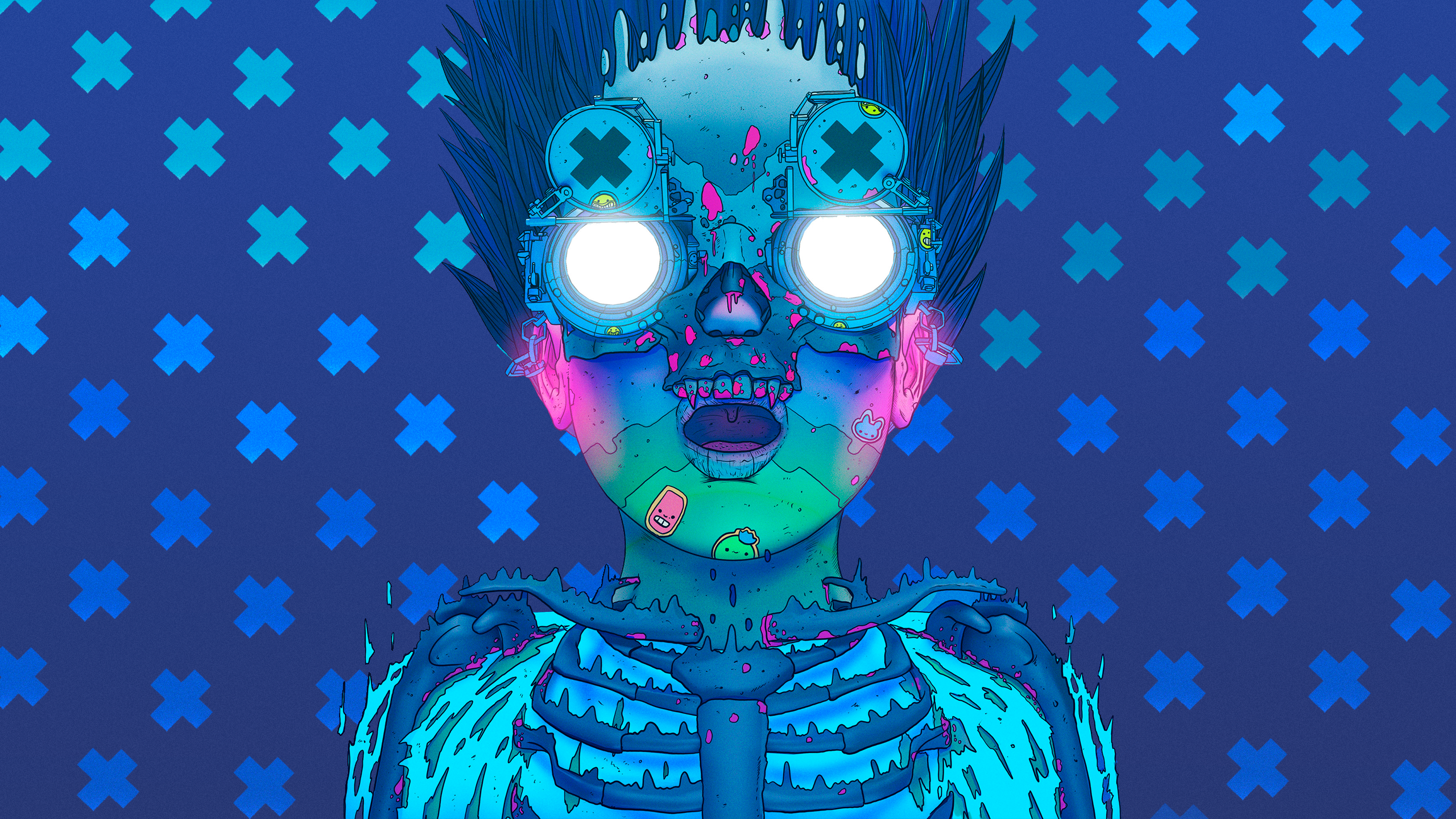 General 2560x1440 Nick Sullo techno punk cyberpunk illustration digital art artwork blue blue background fantasy art steampunk