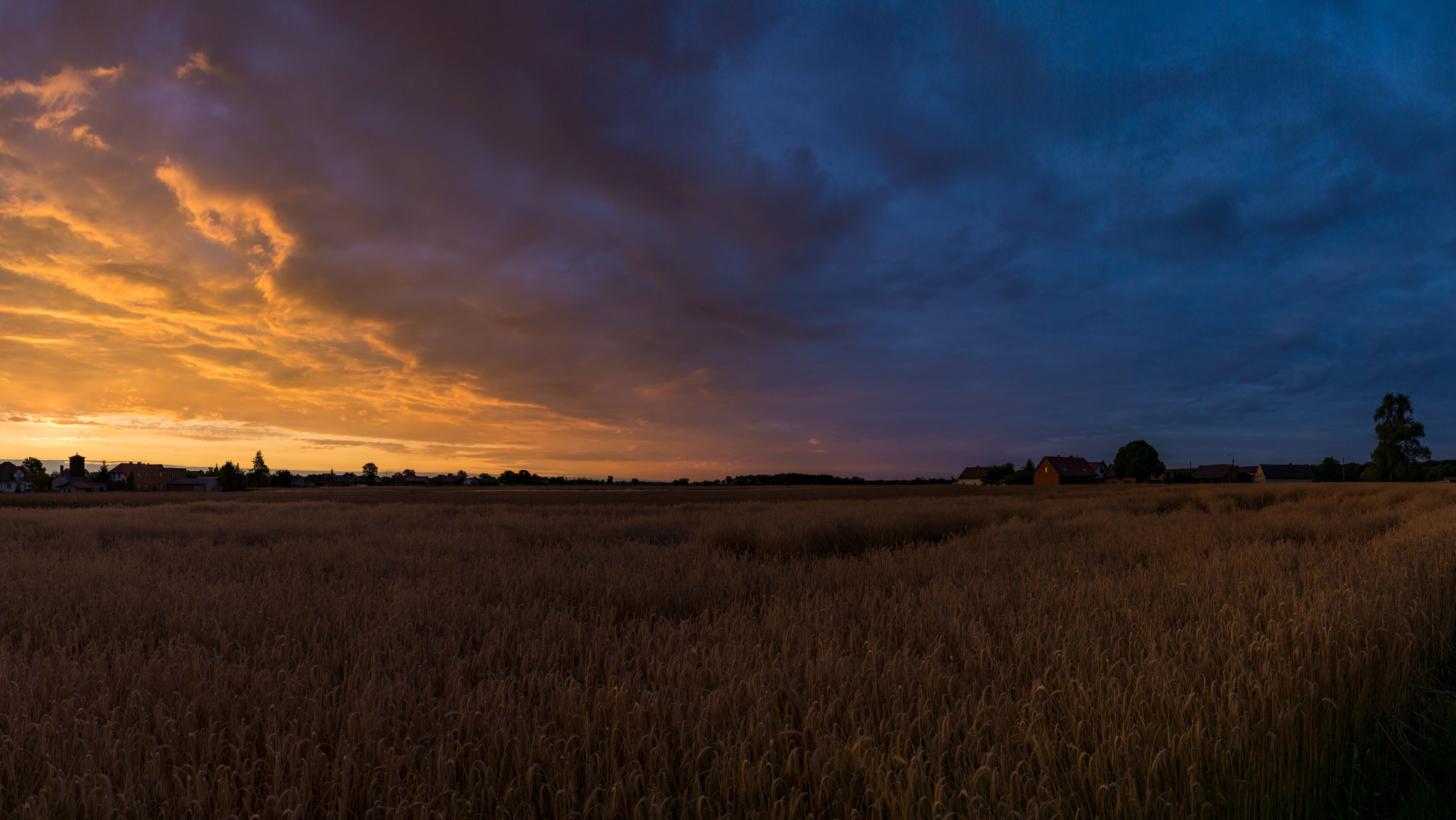 General 5328x3000 nature landscape sunrise orange sky Poland village field idyllic