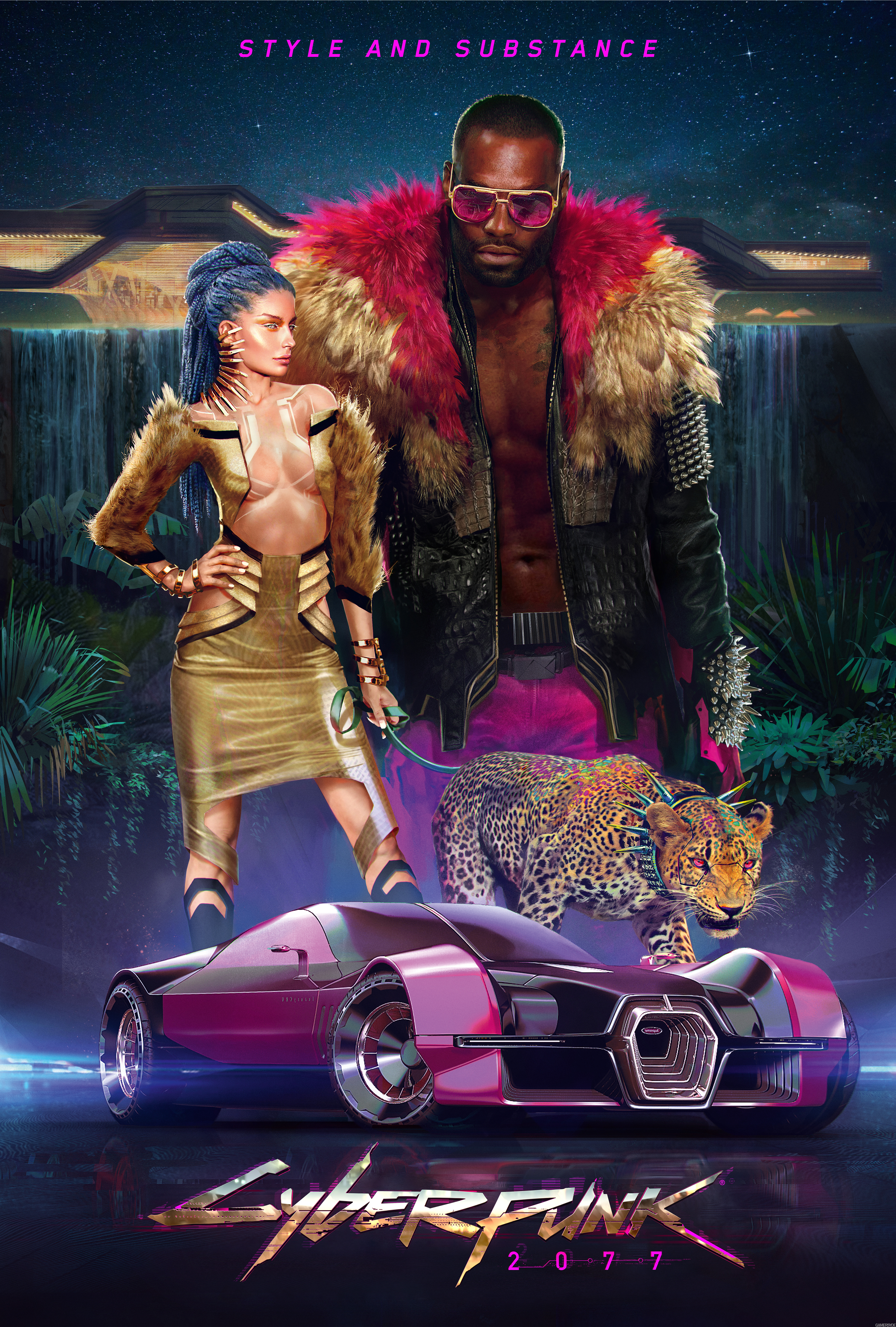 General 4726x7000 Cyberpunk 2077 cyberpunk CD Projekt RED video games digital art car men women leopard Rayfield
