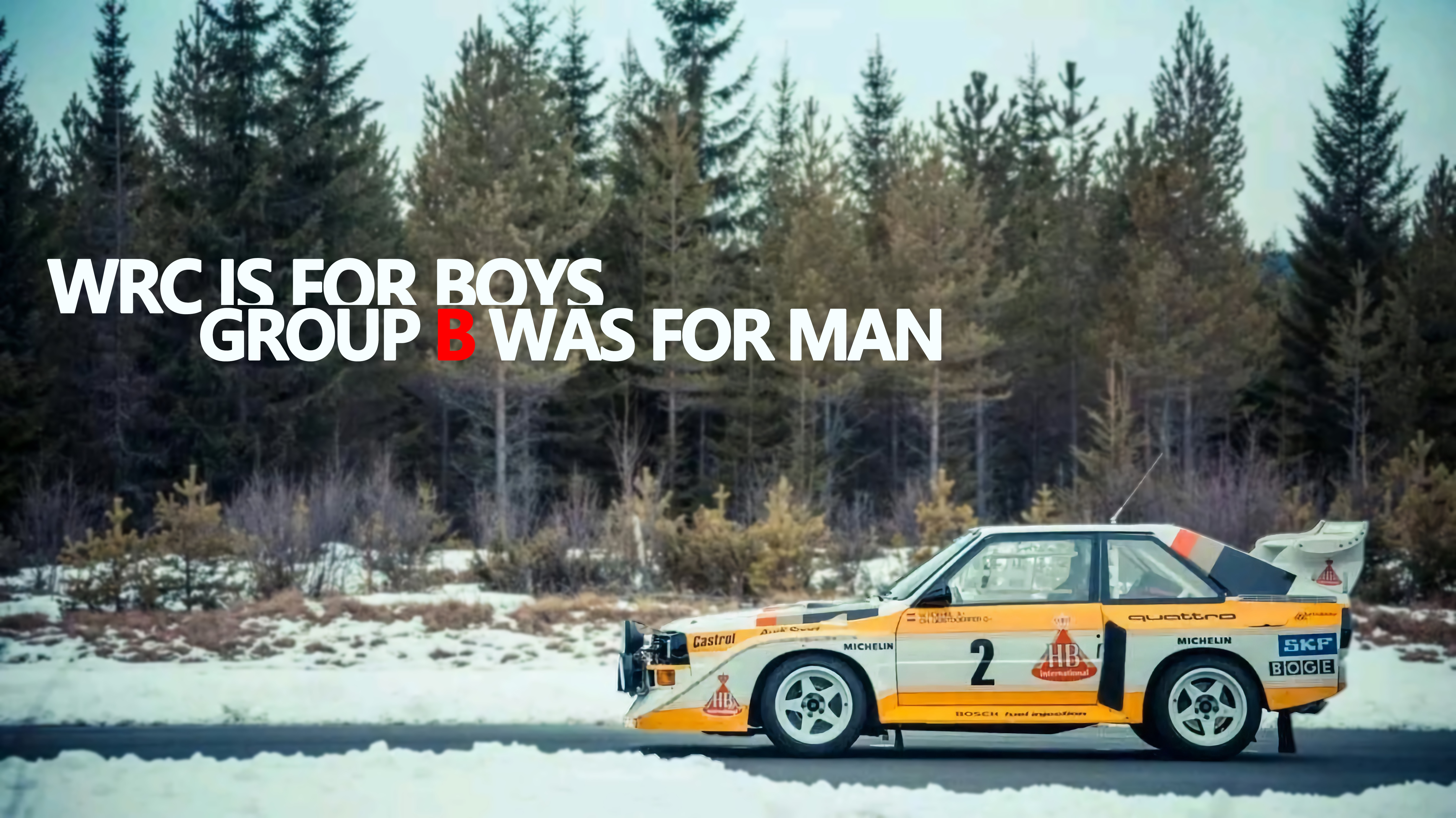 General 4928x2768 rally cars World Rally Championship Audi Quattro Audi Group B Rally side view text typography