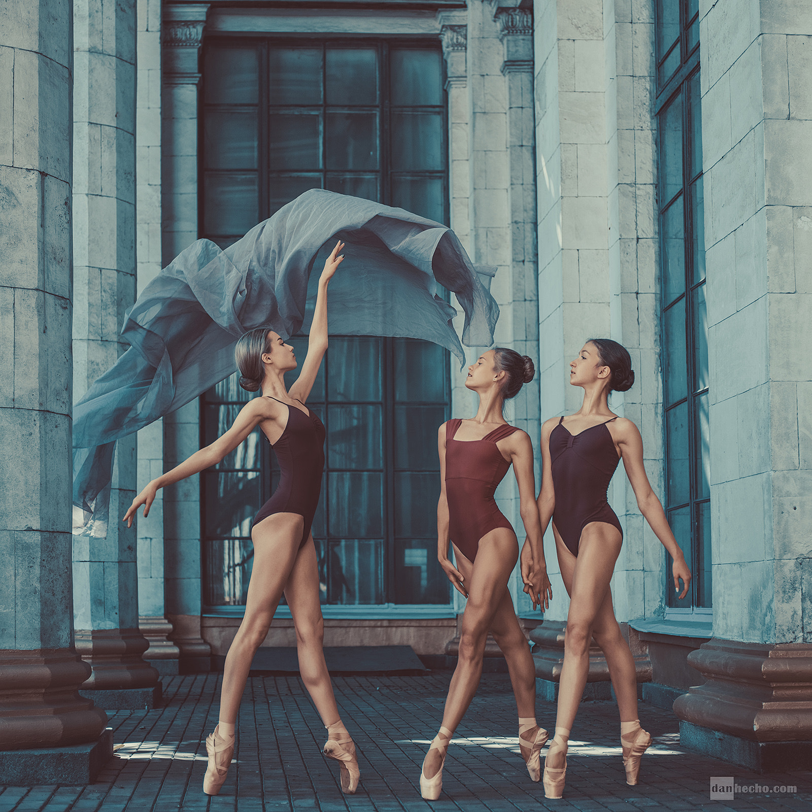 People 1600x1600 Dan Hecho women ballerina group of women women trio standing legs bodysuit arms up dancer ballet slippers