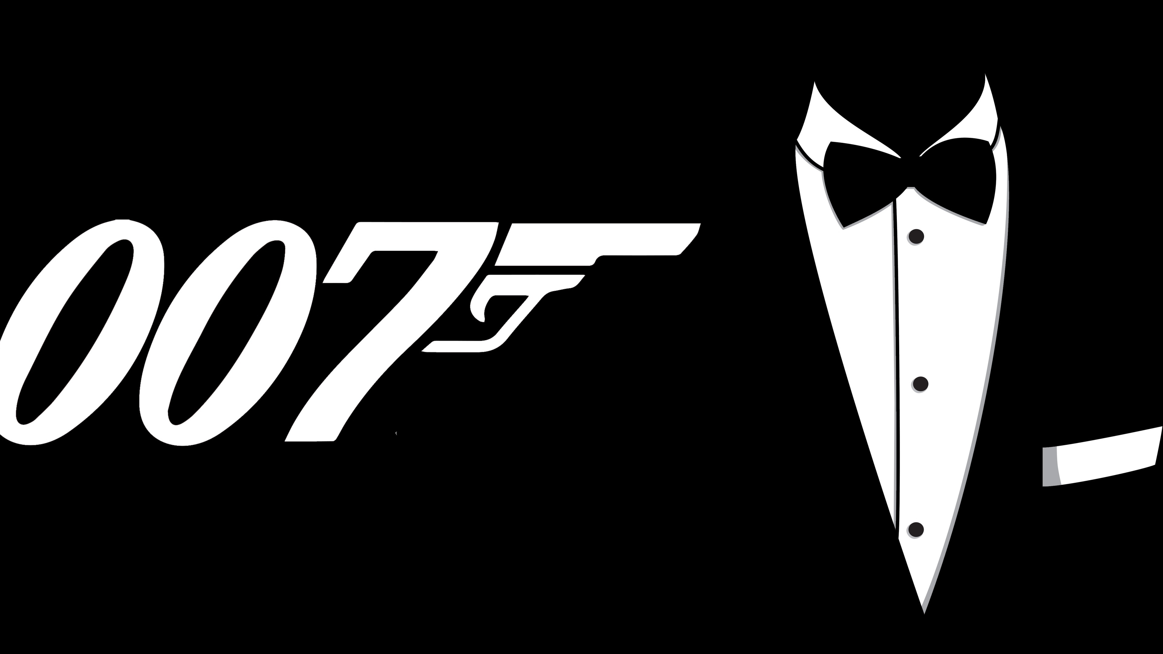 General 3840x2160 James Bond smoking logo simple background black background artwork minimalism 007 movie characters