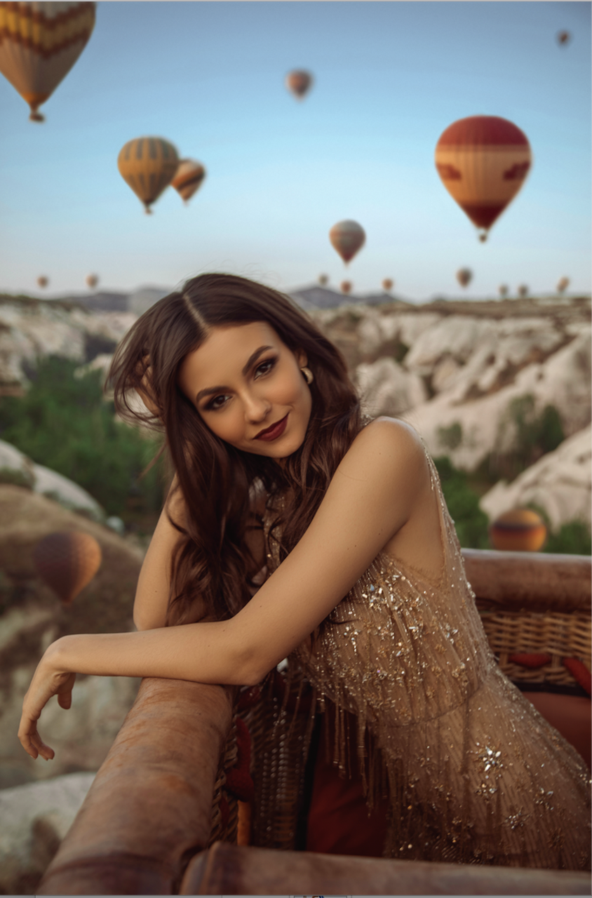 People 844x1280 Victoria Justice women singer actress Latinas brunette dark hair balloon outdoors sky clear sky glamour closed mouth glamour girls