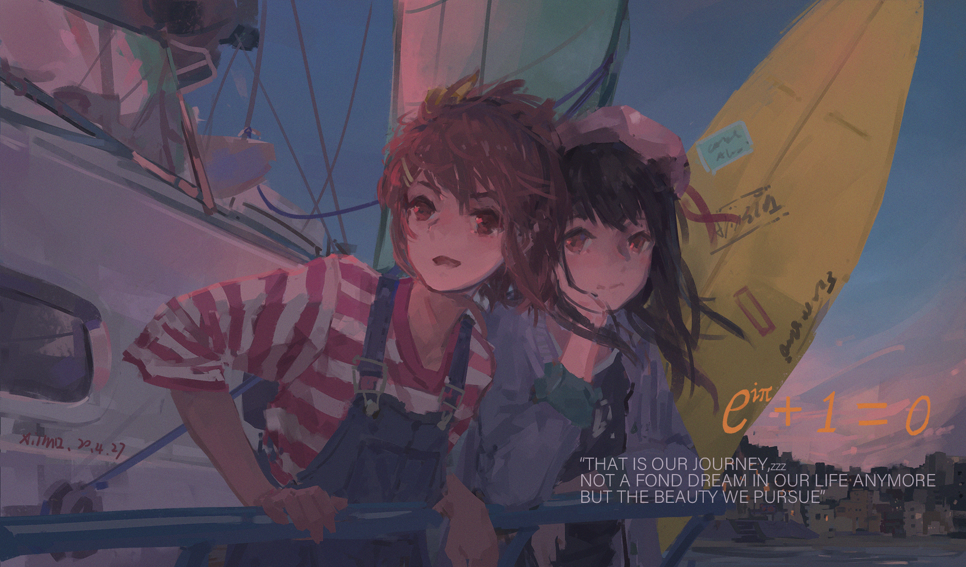 Anime 1878x1104 XilmO anime anime girls artwork sea ship