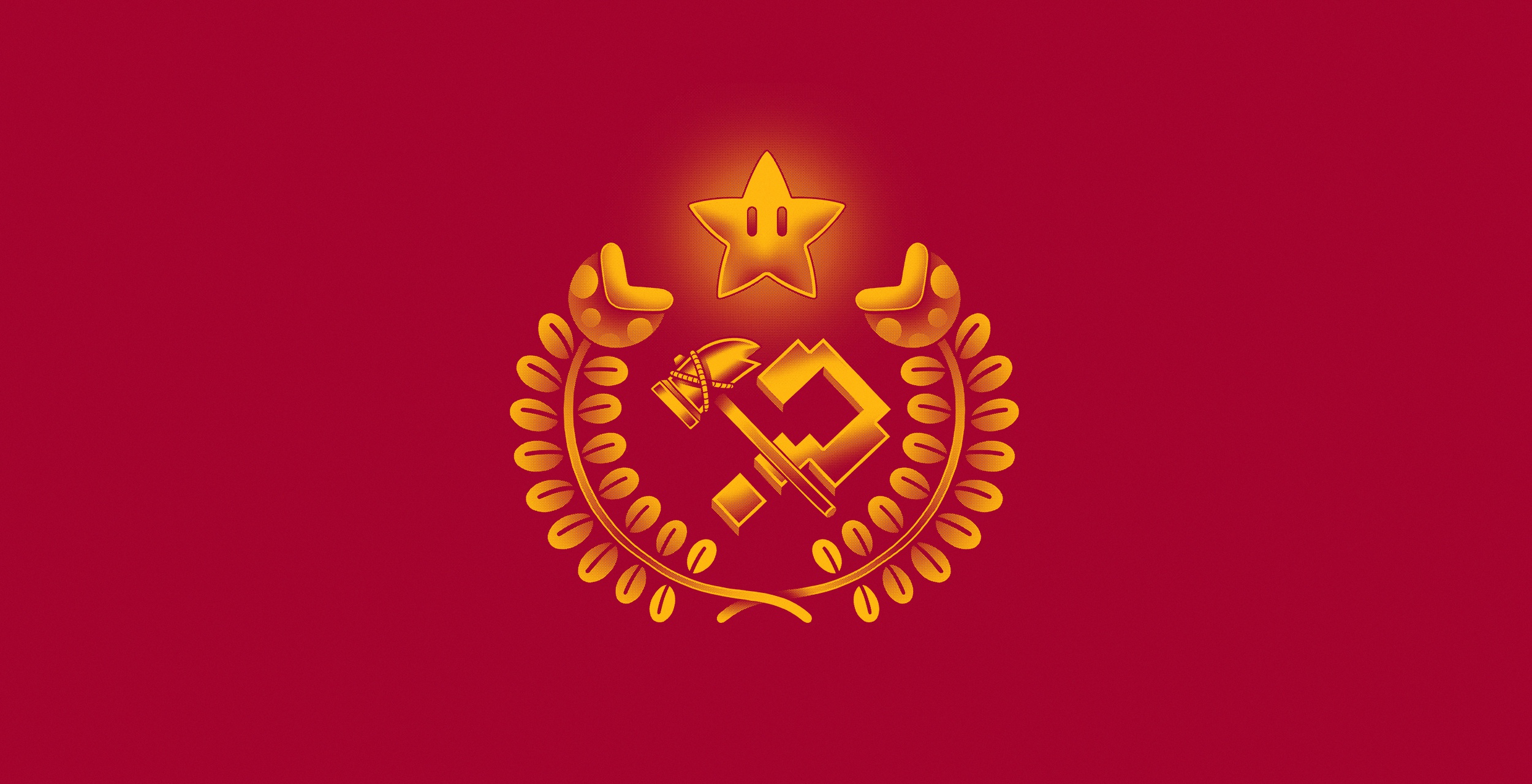 General 2500x1280 red background simple background video games Super Mario video game art red hammer and sickle