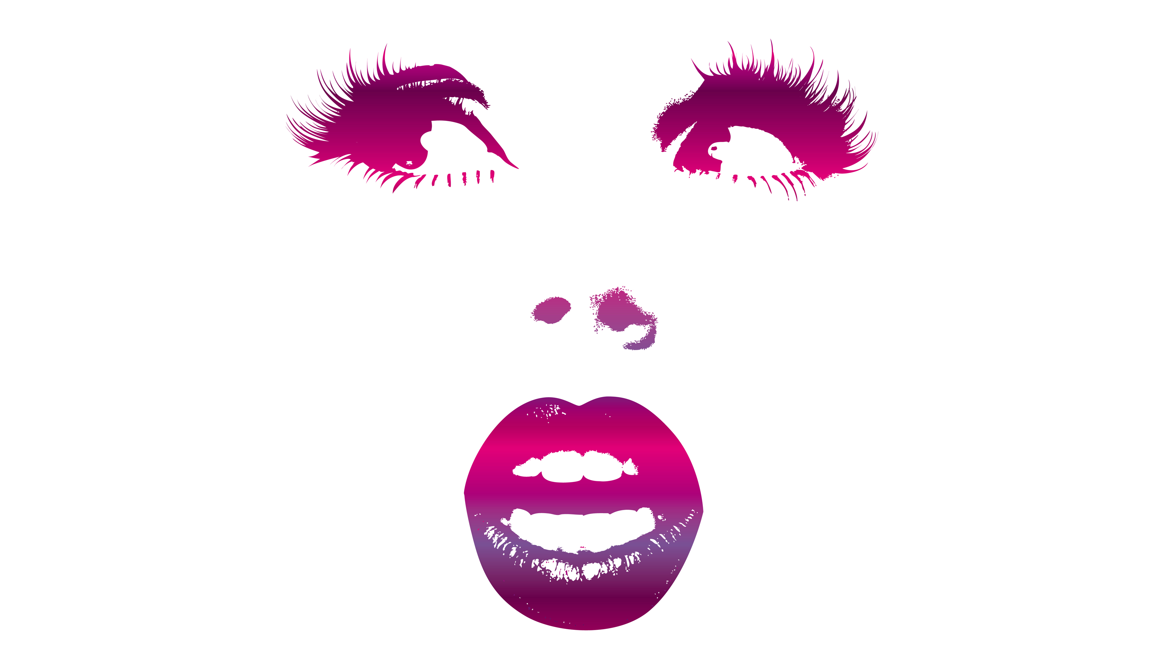 General 3840x2160 vector simple background eyes lips nose open mouth lipstick