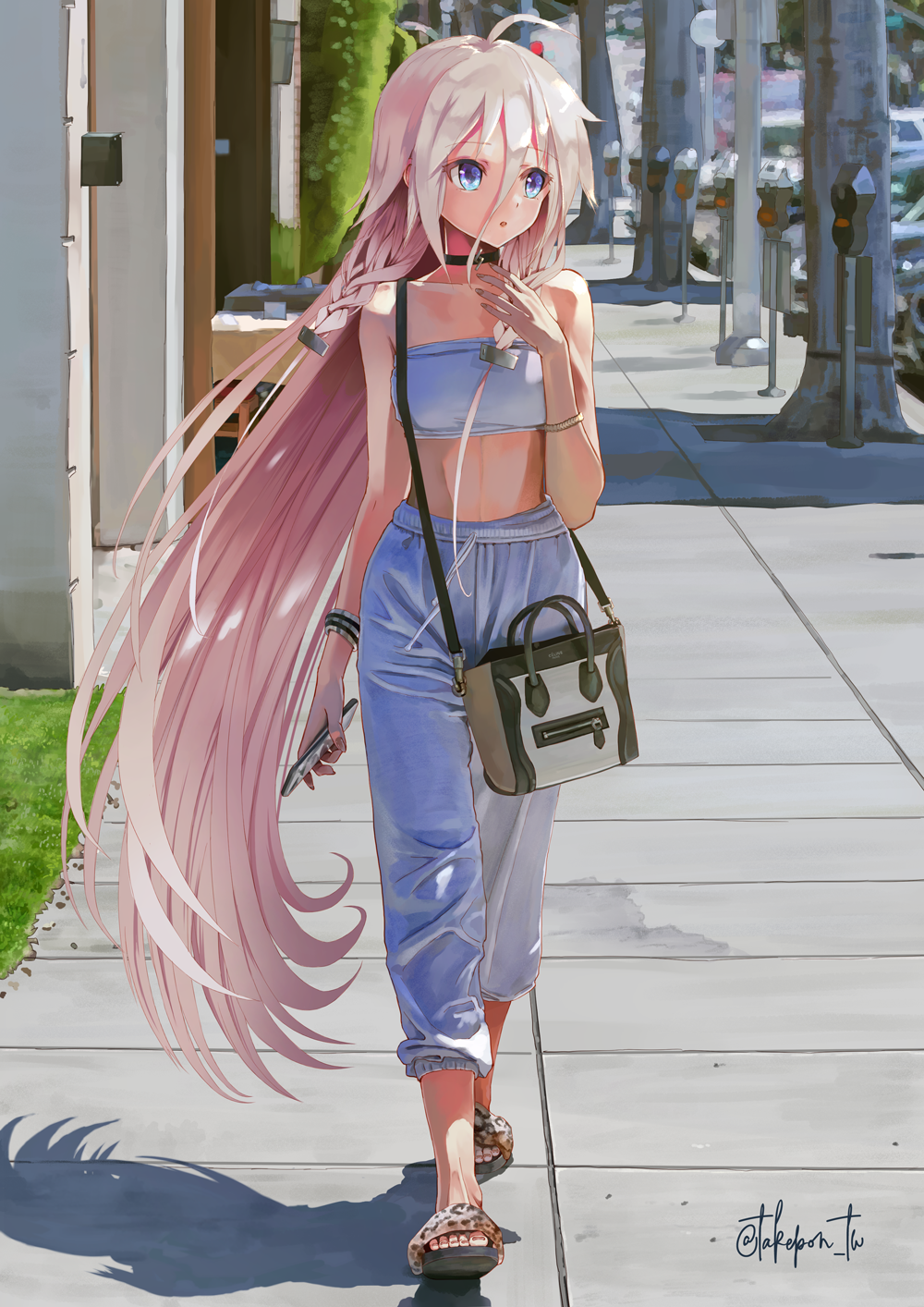 Anime 1000x1414 anime anime girls pink hair long hair urban outdoors IA (Vocaloid)