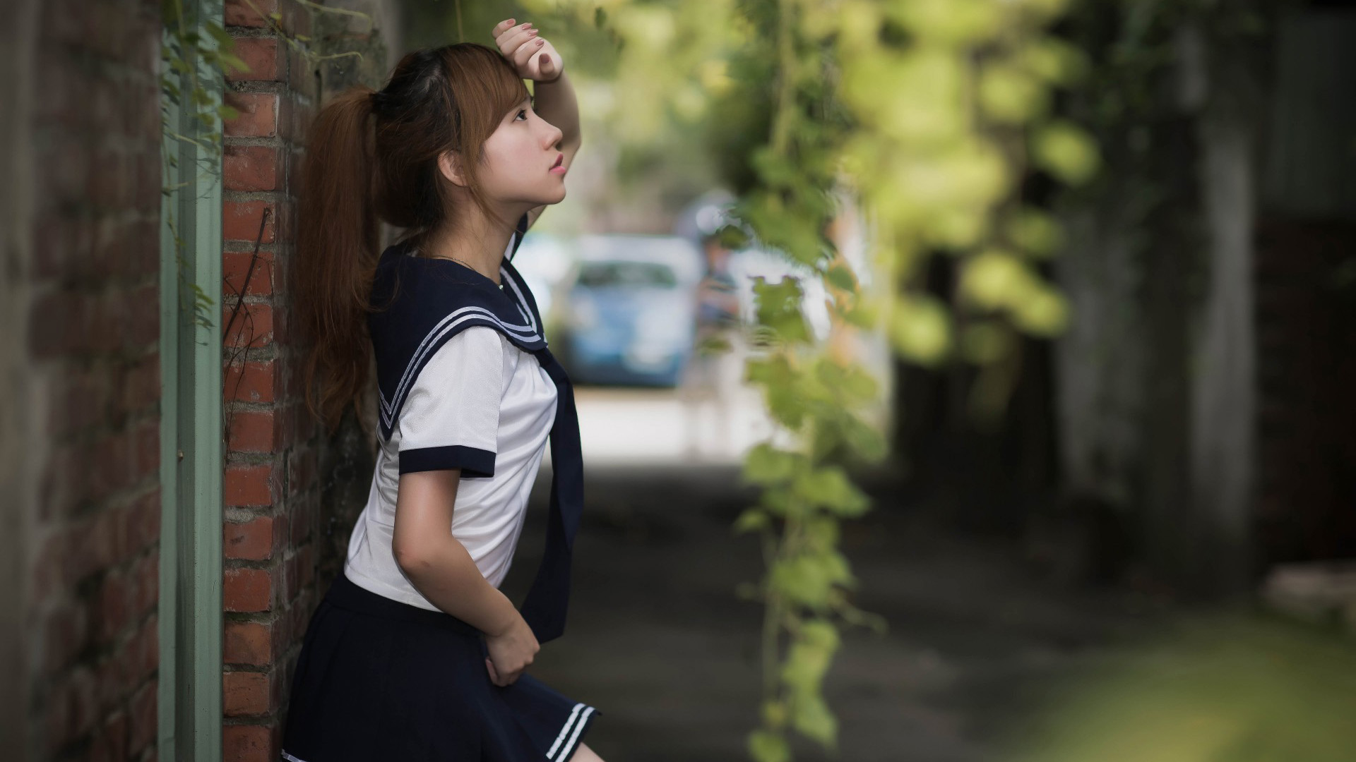 People 1920x1080 women model photography Asian school uniform