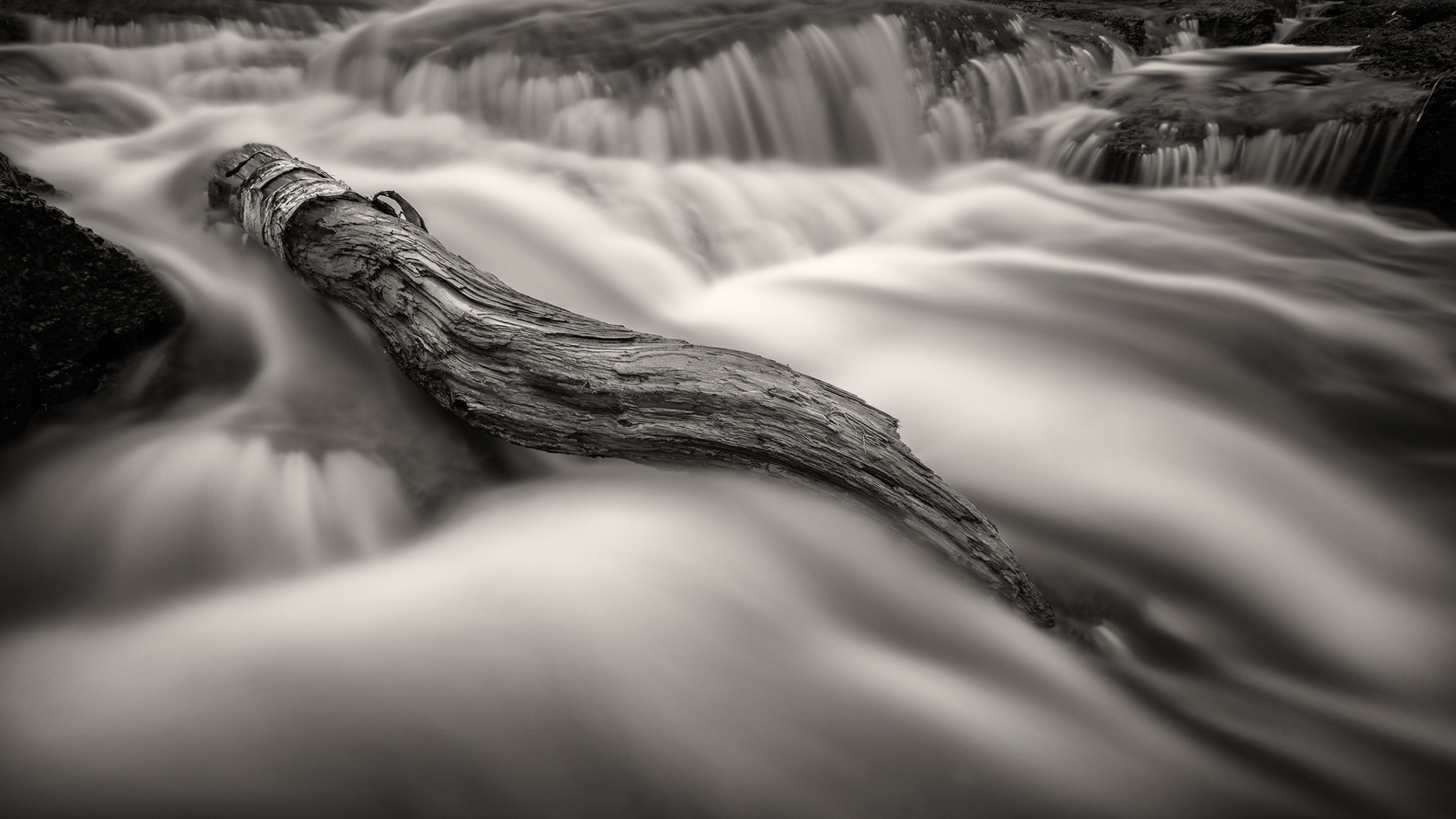 General 1920x1080 nature river stream monochrome log long exposure water motion blur