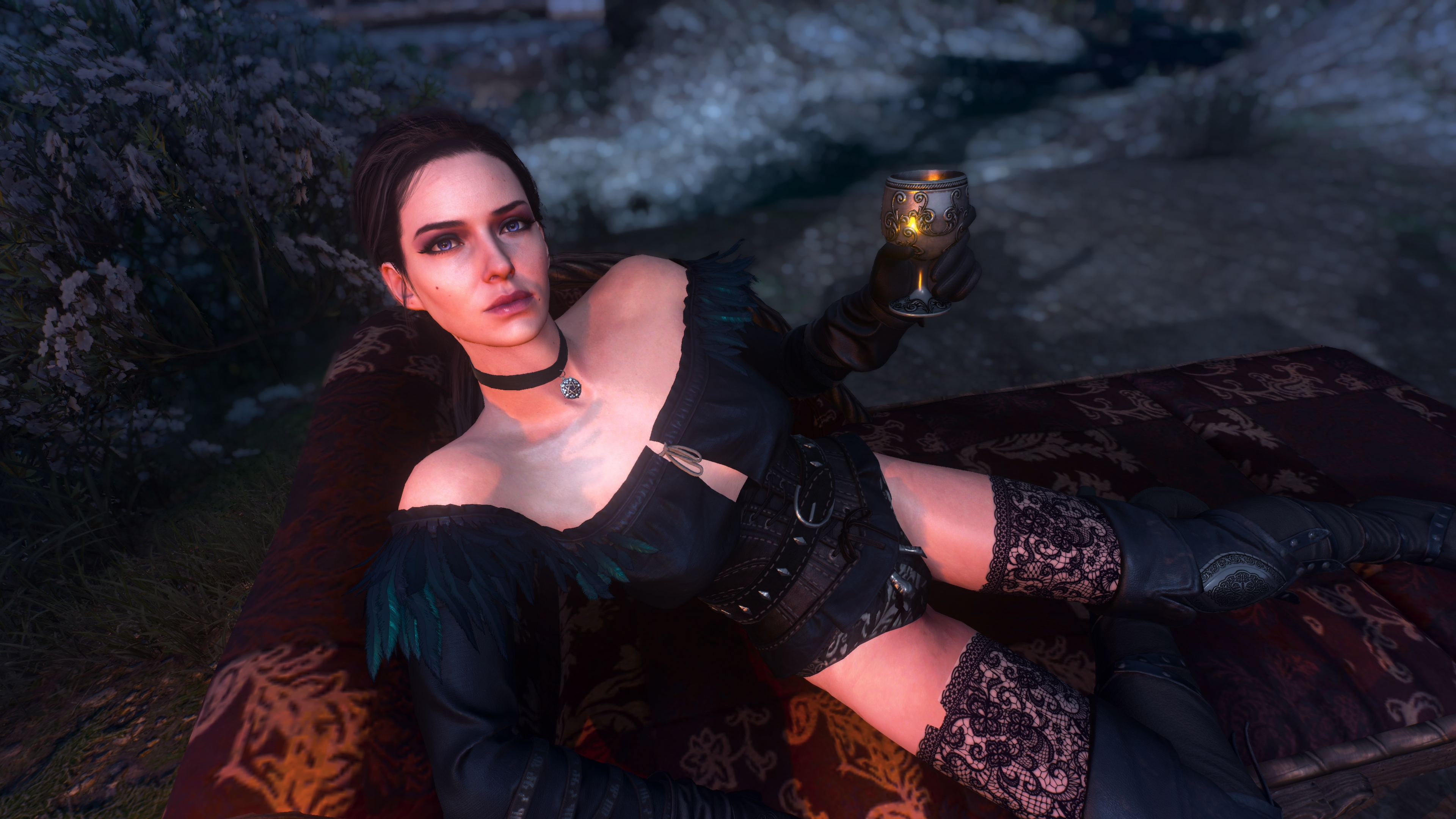 General 3840x2160 The Witcher 3: Wild Hunt necklace Yennefer of Vengerberg lingerie video games