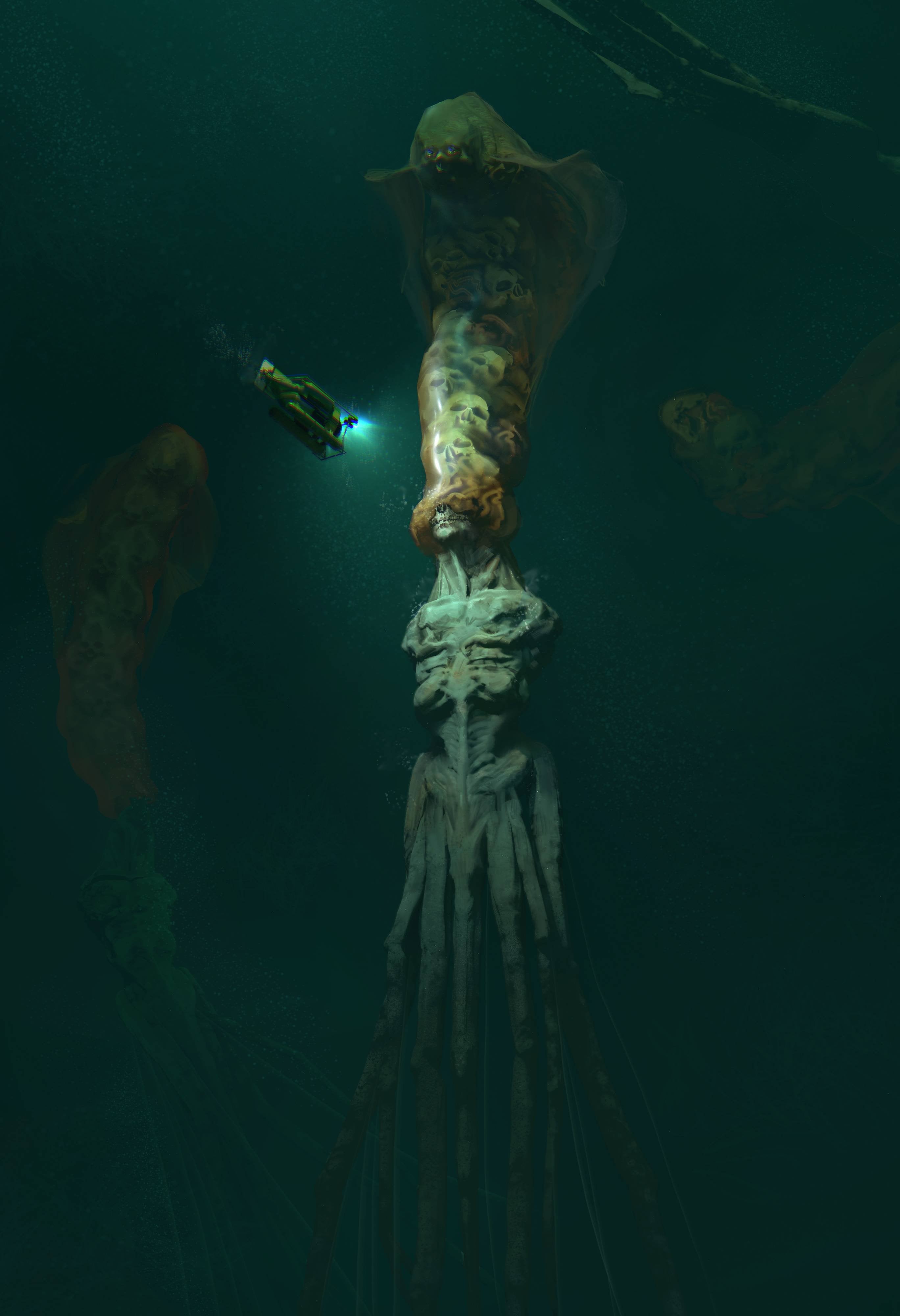 General 2737x4000 creepy creature sea abyss water horror skull underwater