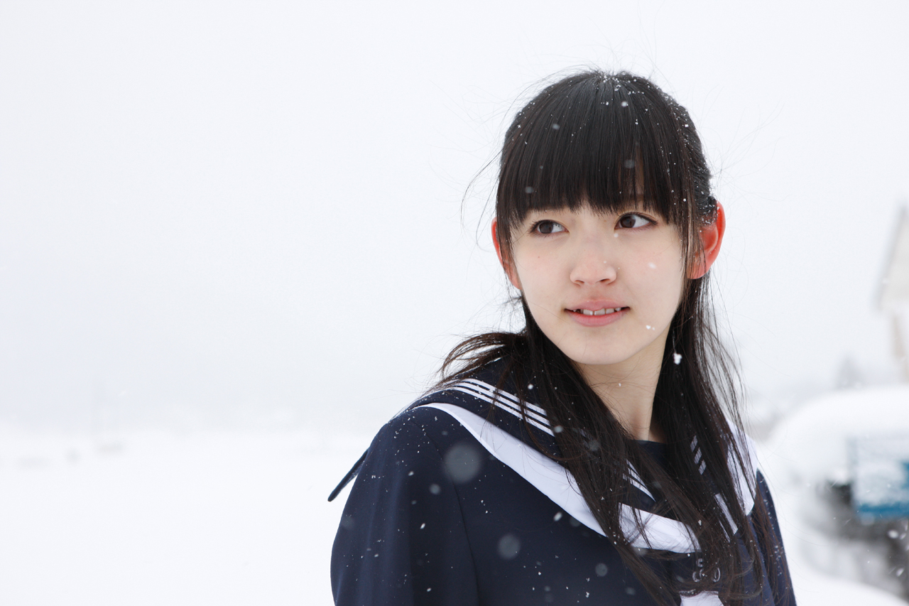 People 1280x853 Airi Suzuki outdoors snow school uniform brunette women long hair Japanese women Japanese Asian