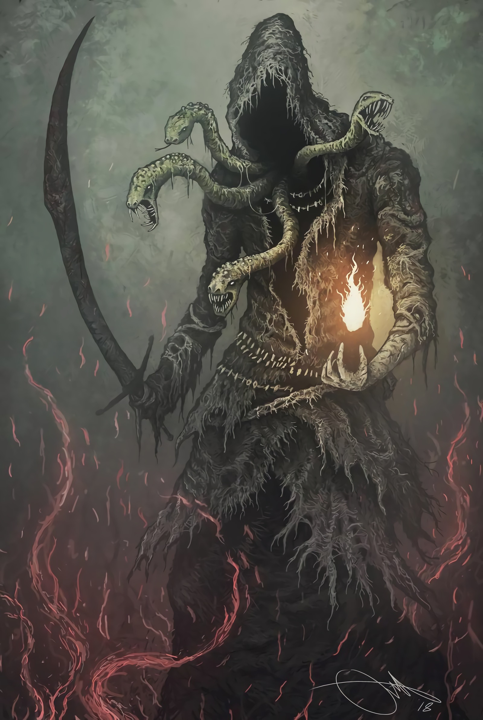 General 1600x2382 creature faceless sword snake fantasy art artwork